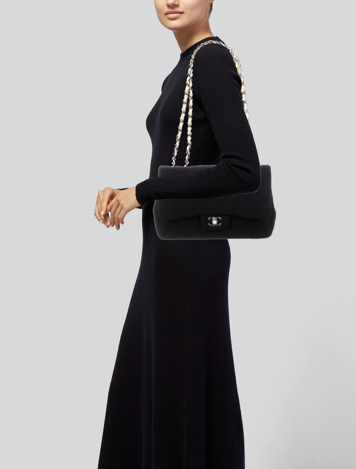 Chanel Jumbo Perforated Flap Bag Black Shoulder Bags, Handbags