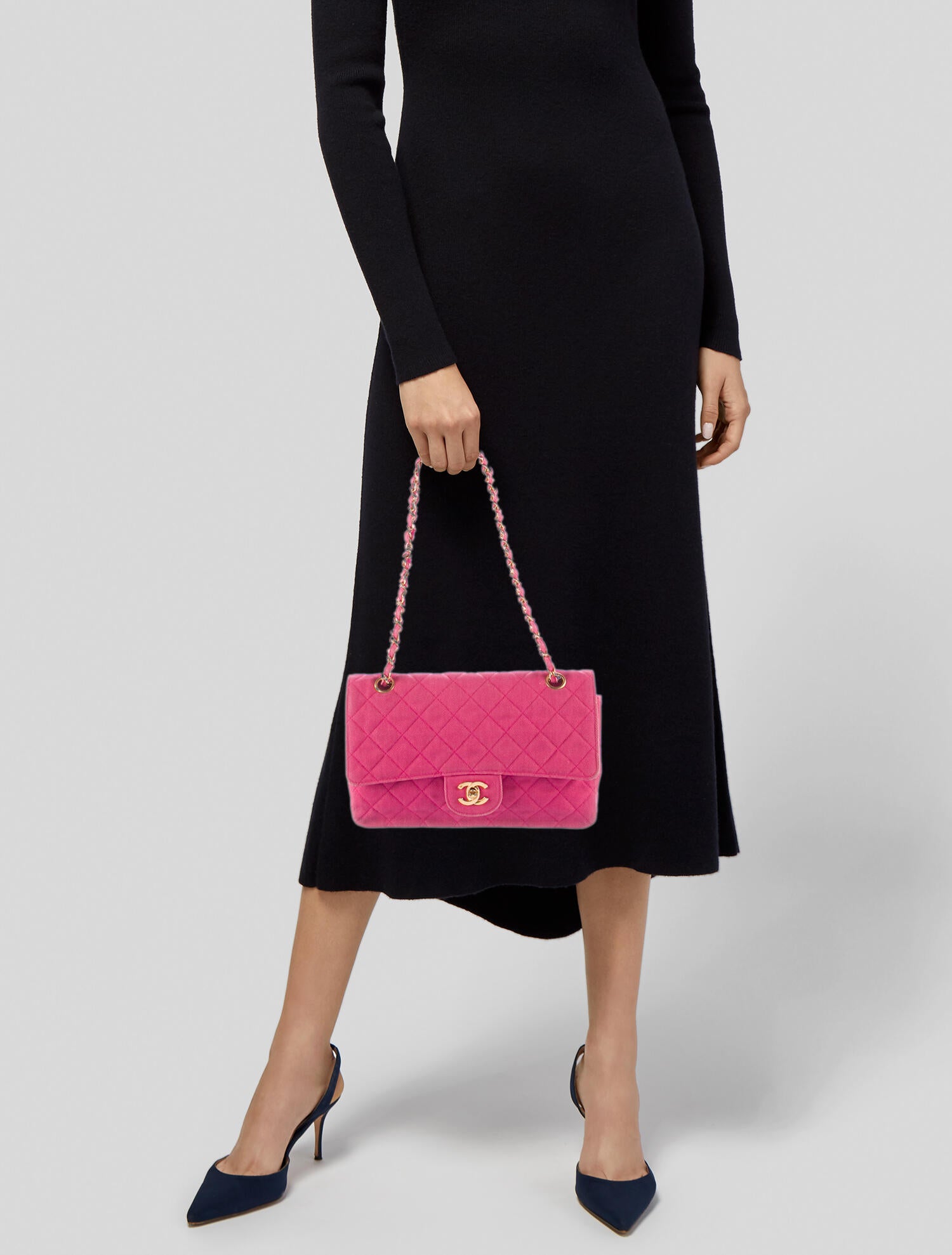 Chanel Vintage Denim Medium Single Flap Bag - Pink Shoulder Bags
