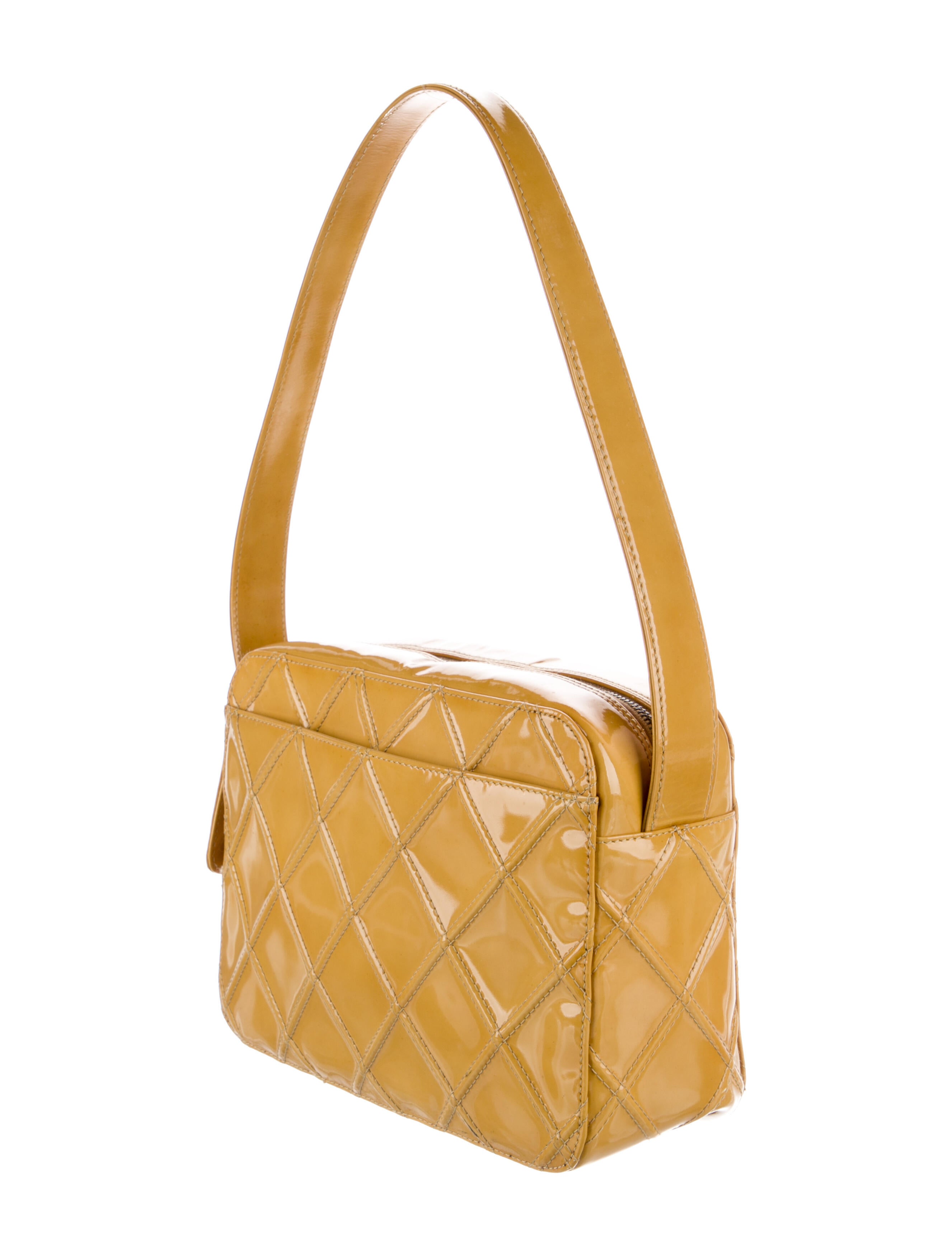 Chanel Vintage Patent Leather Camera Bag Orange Shoulder Bags