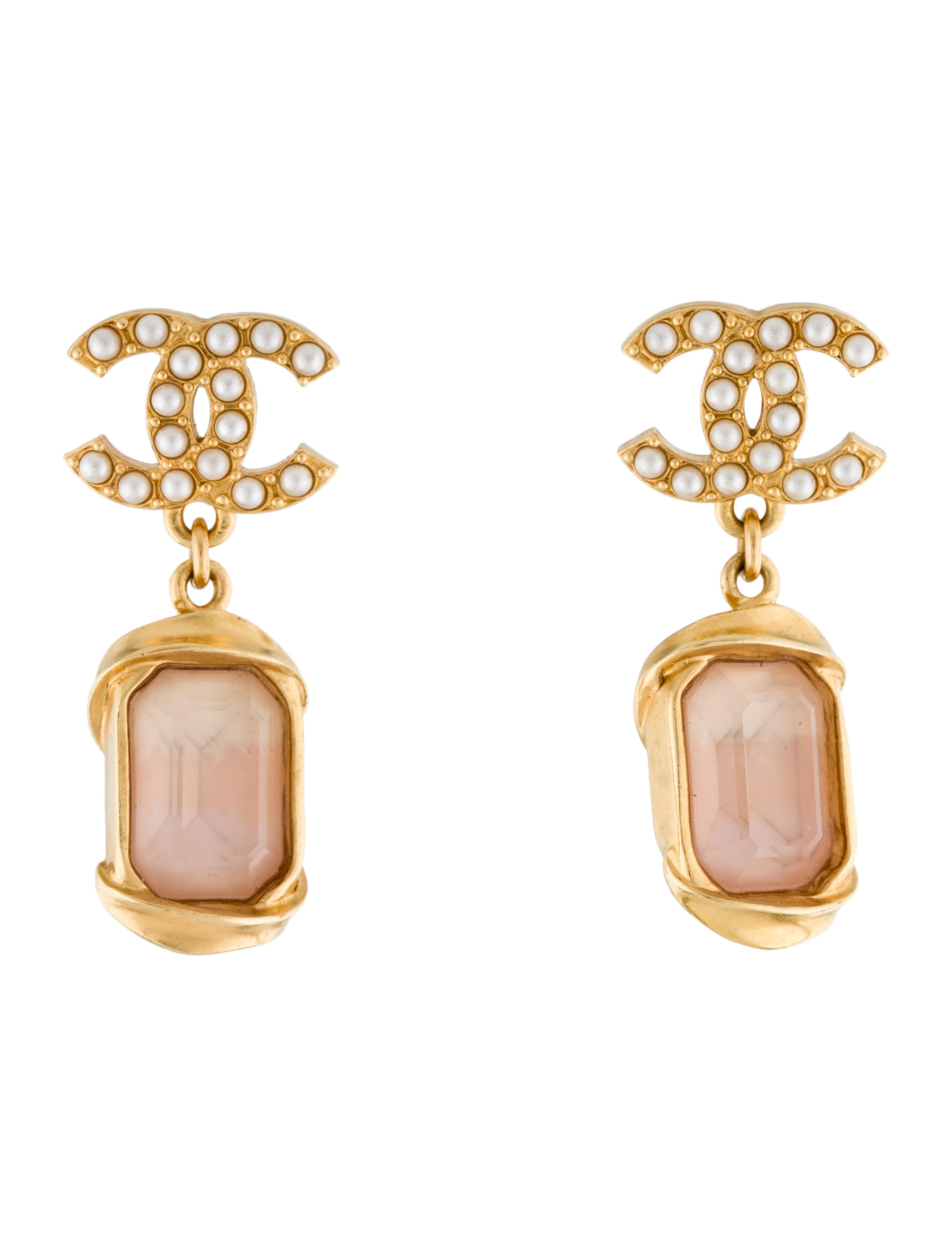 Chanel 2022 CC Hoop Earrings w/ Tags GoldPlated Drop, Earrings