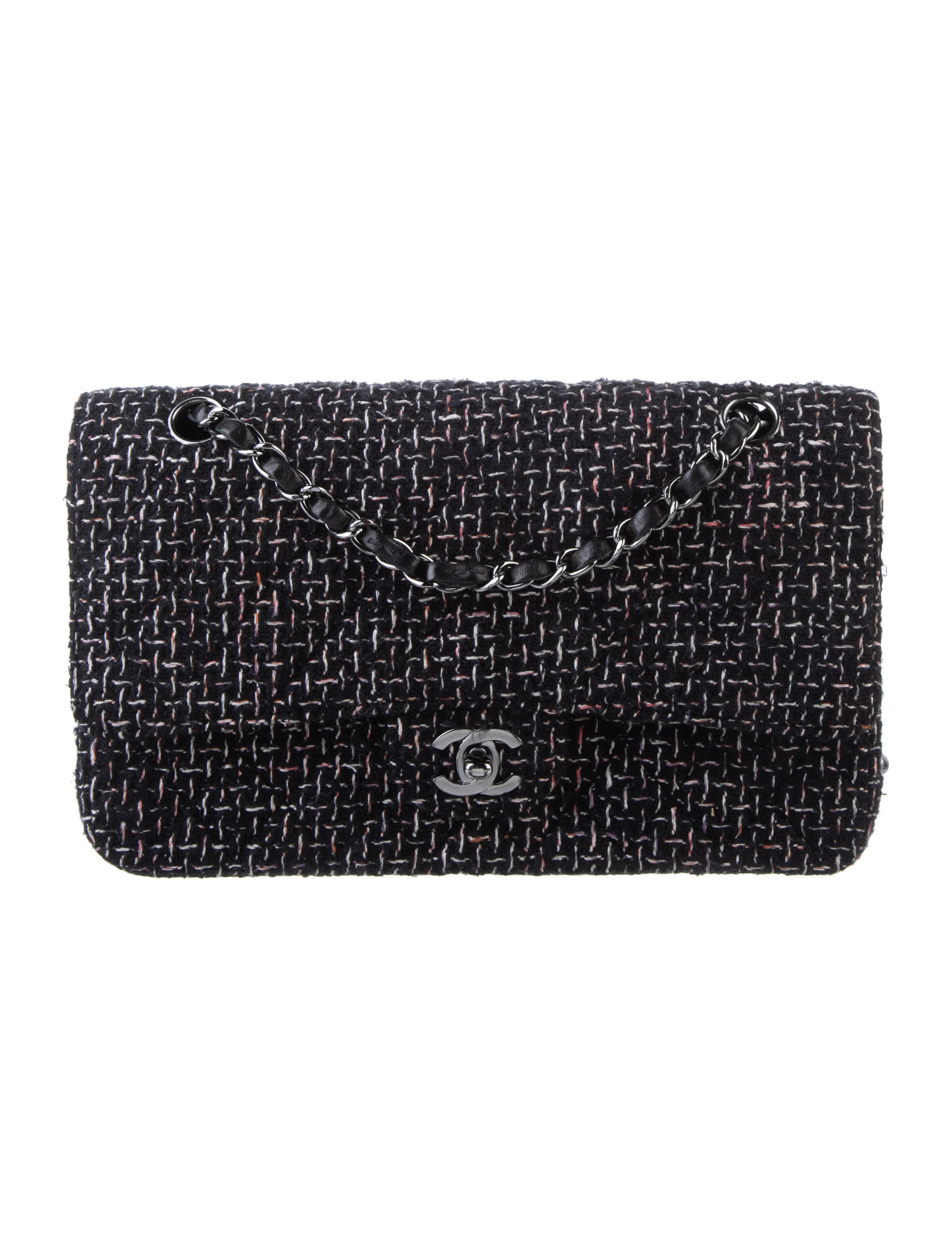 Chanel Large Nylon Tweed Flap Bag Black Shoulder Bags, Handbags