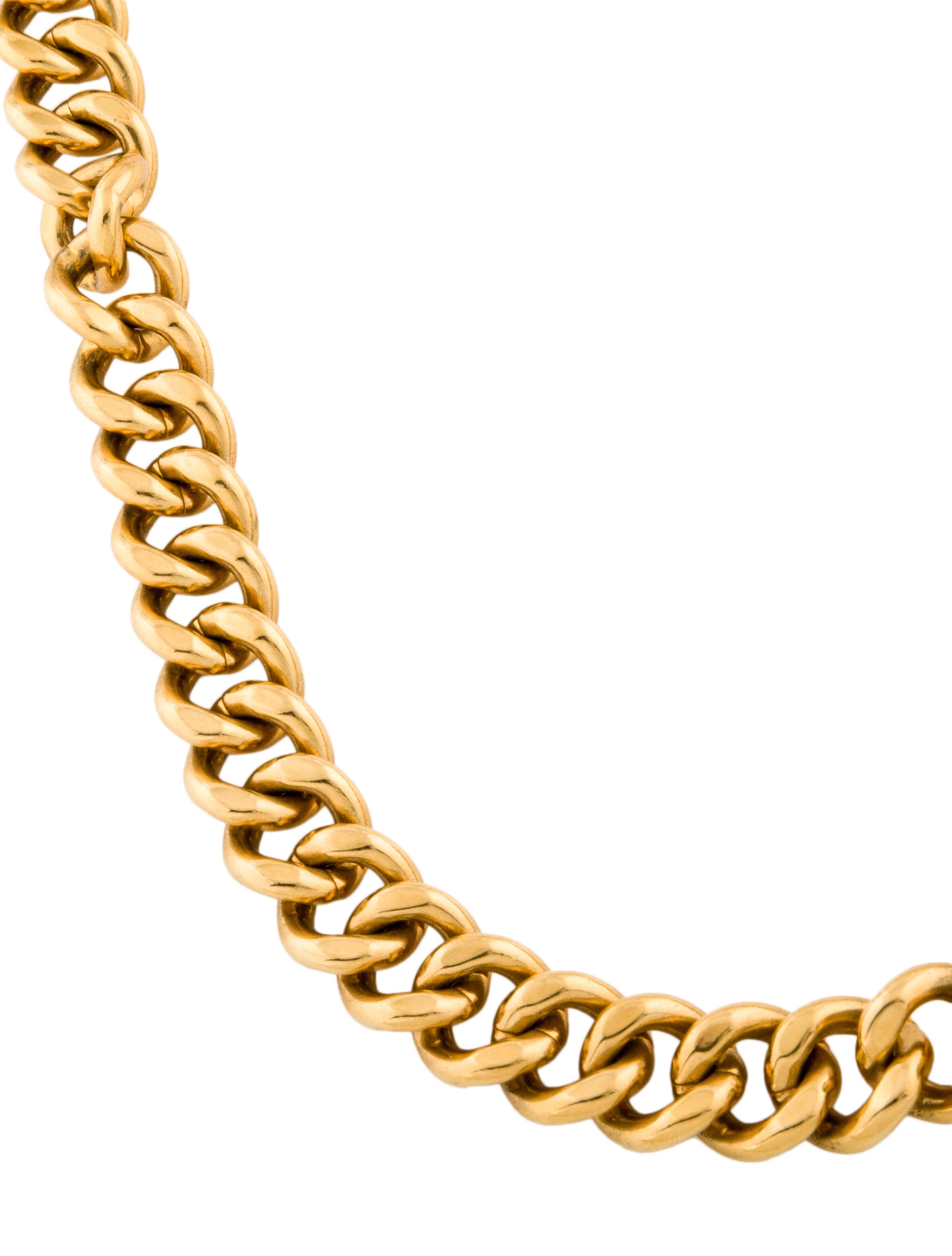 Chanel CC Curb Chain TurnLock Necklace GoldPlated Chain, Necklaces