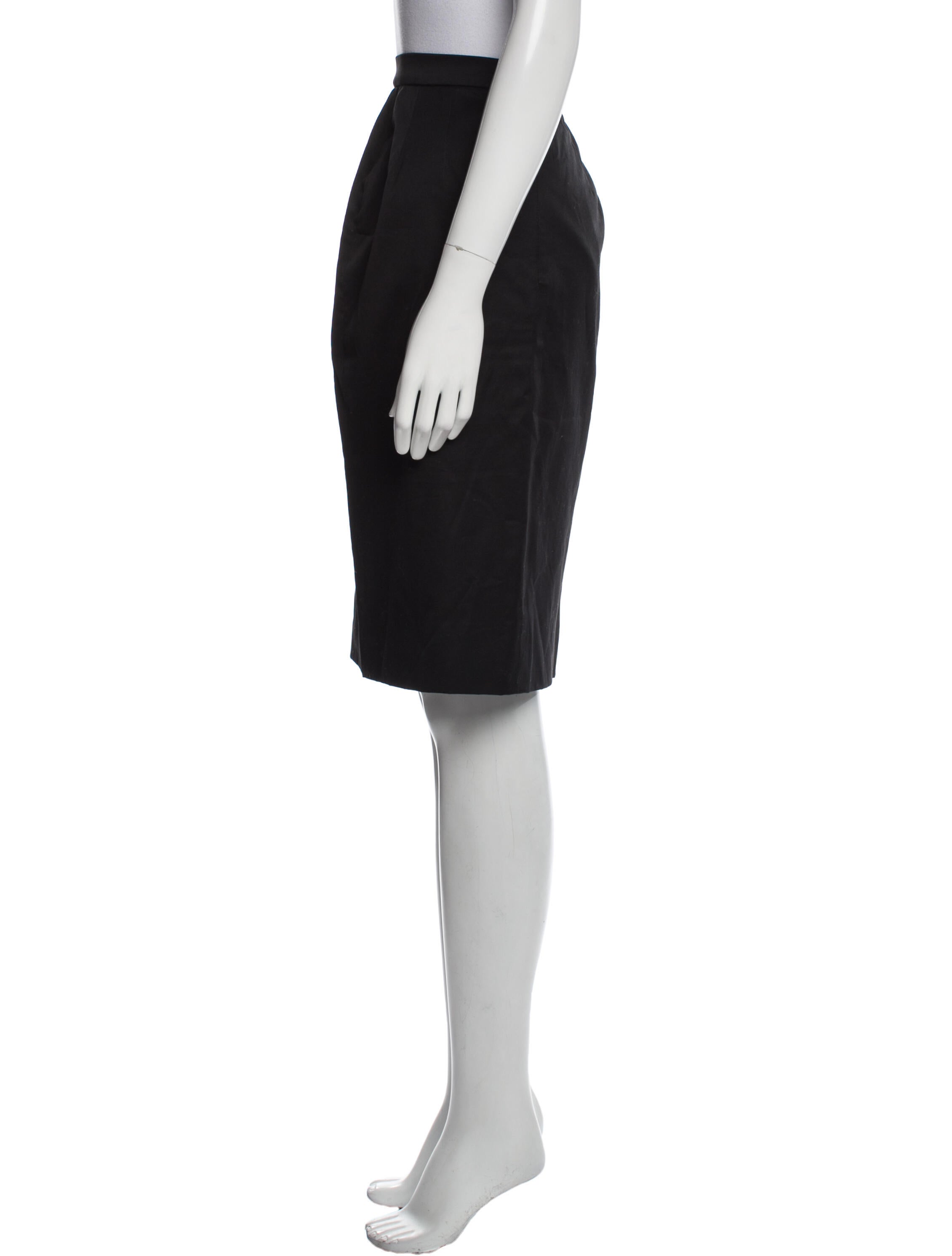 black pull on skirt knee length