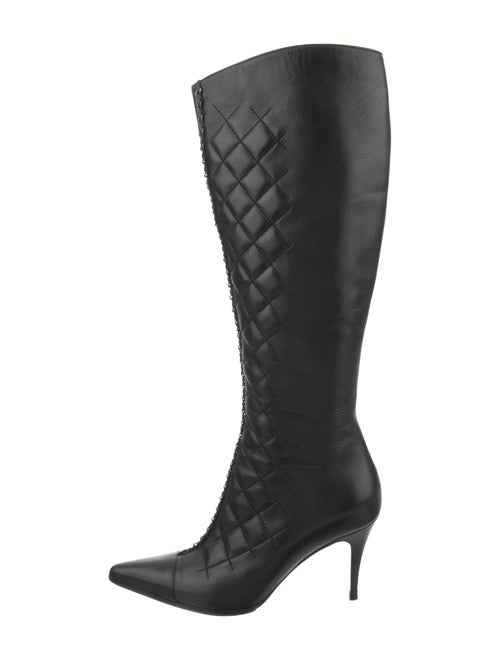 Chanel 2004 Quilted Pattern Lace-Up Boots