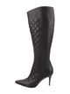 Chanel 2004 Quilted Pattern Lace-Up Boots
