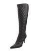 Chanel 2004 Quilted Pattern Lace-Up Boots