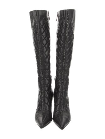 Chanel 2004 Quilted Pattern Lace-Up Boots