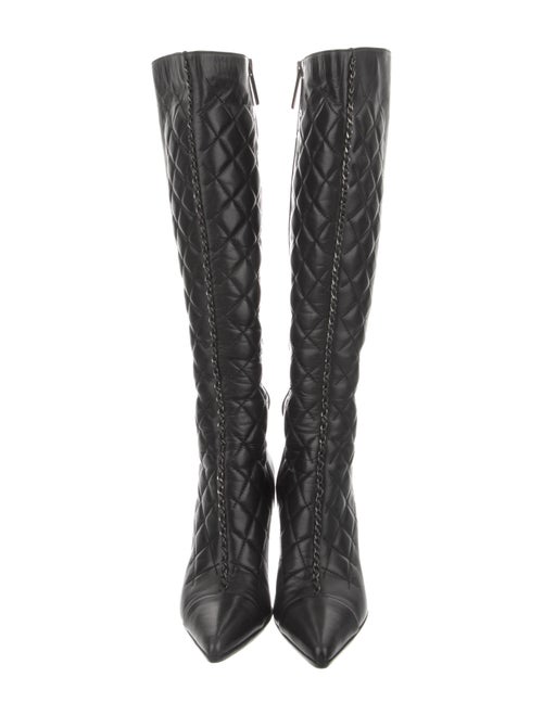 Chanel 2004 Quilted Pattern Lace-Up Boots