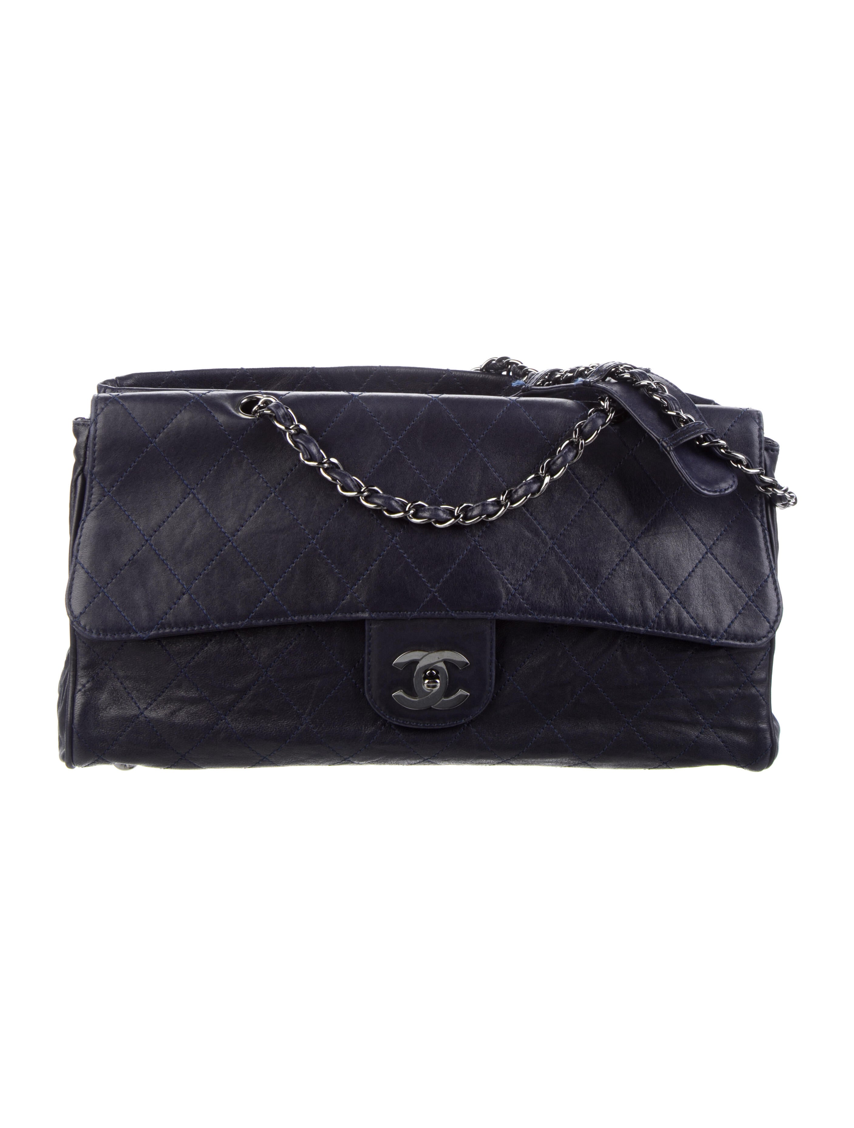 Chanel Surpique Square Quilt Flap Bag - Blue Shoulder Bags, Handbags ...