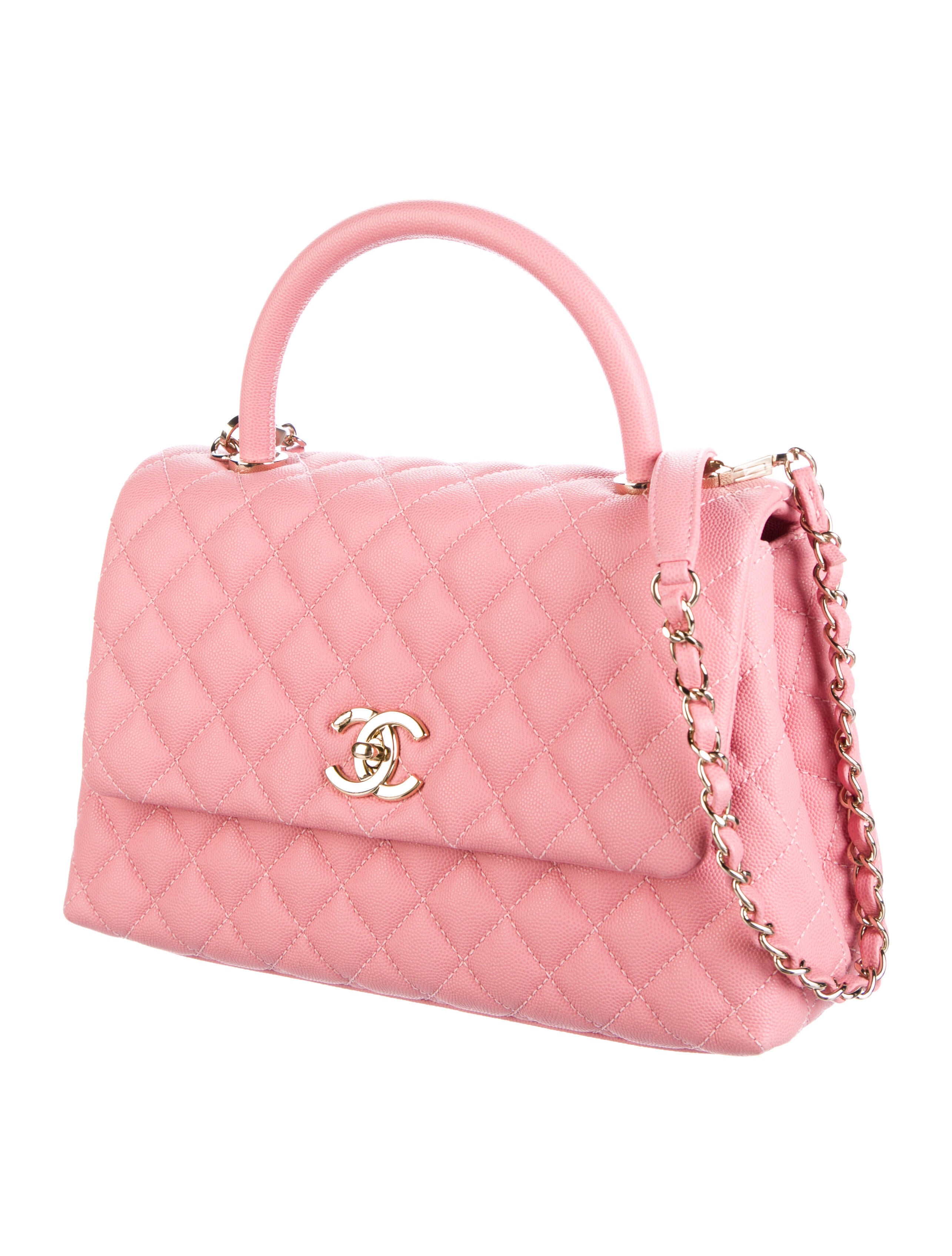 Chanel Caviar Medium Coco Handle Bag Pink Handle Bags, Handbags