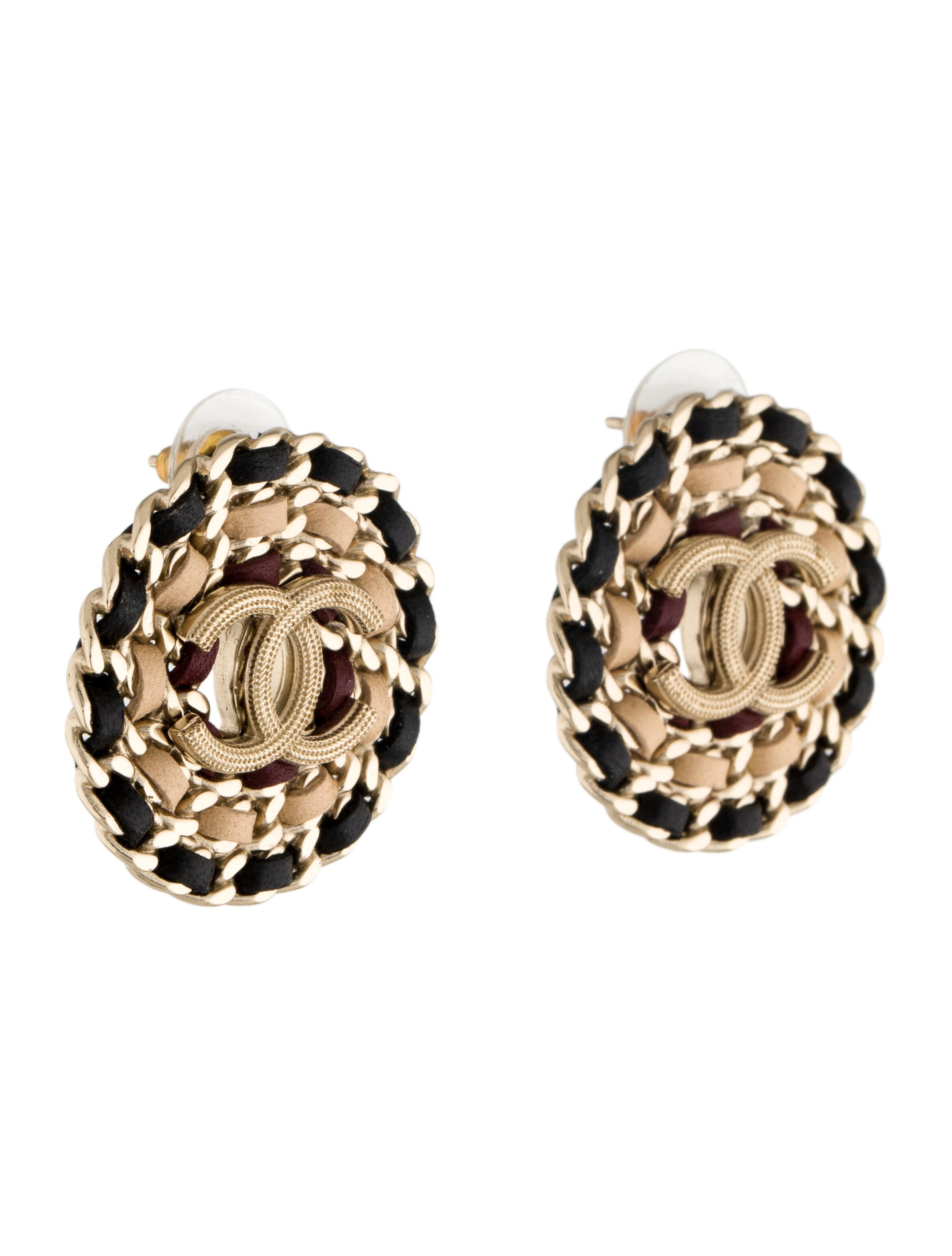 Chanel 2021 Strass Logo CC Stud Earrings GoldPlated Stud, Earrings