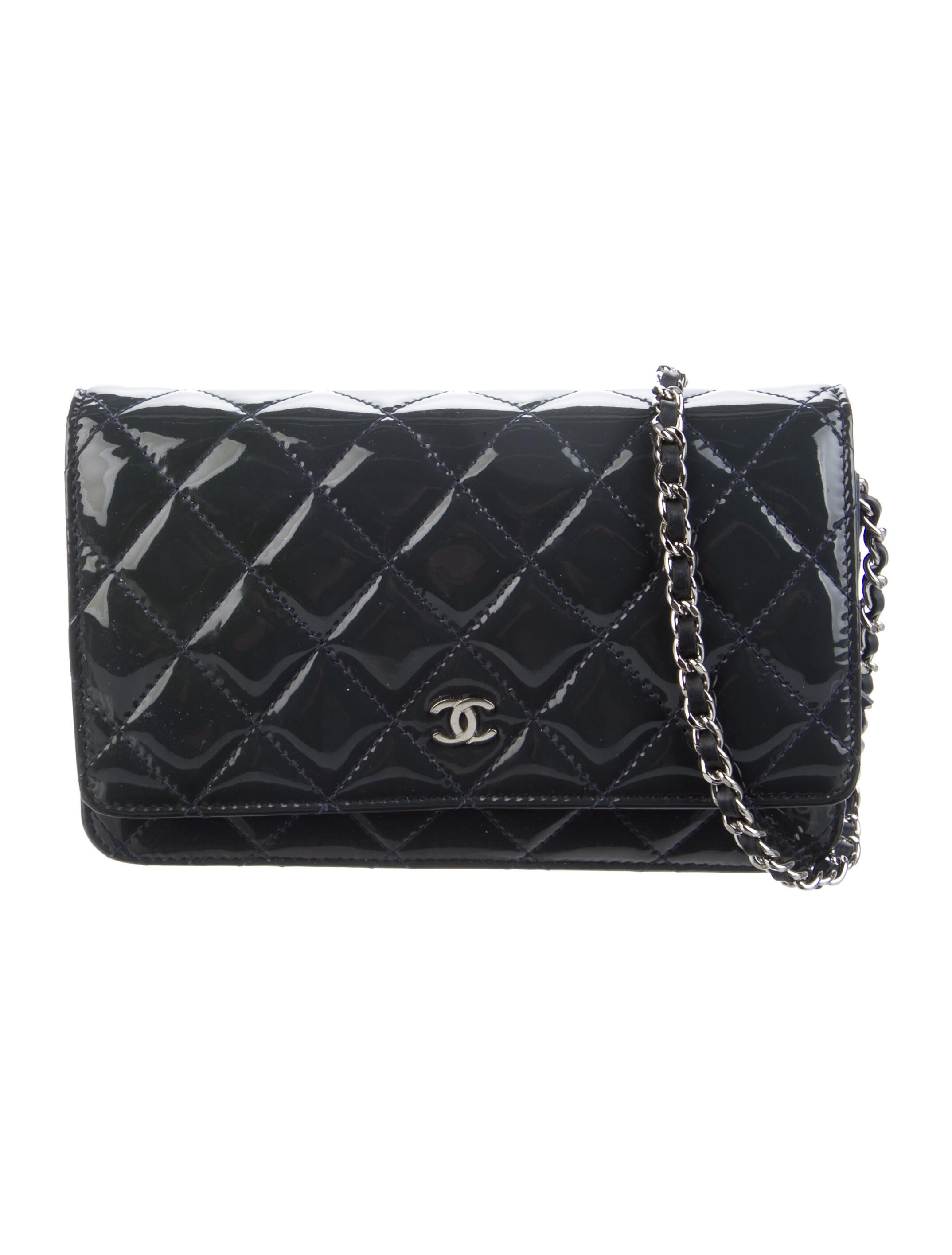Chanel Timeless Patent Wallet On Chain Blue Crossbody Bags, Handbags