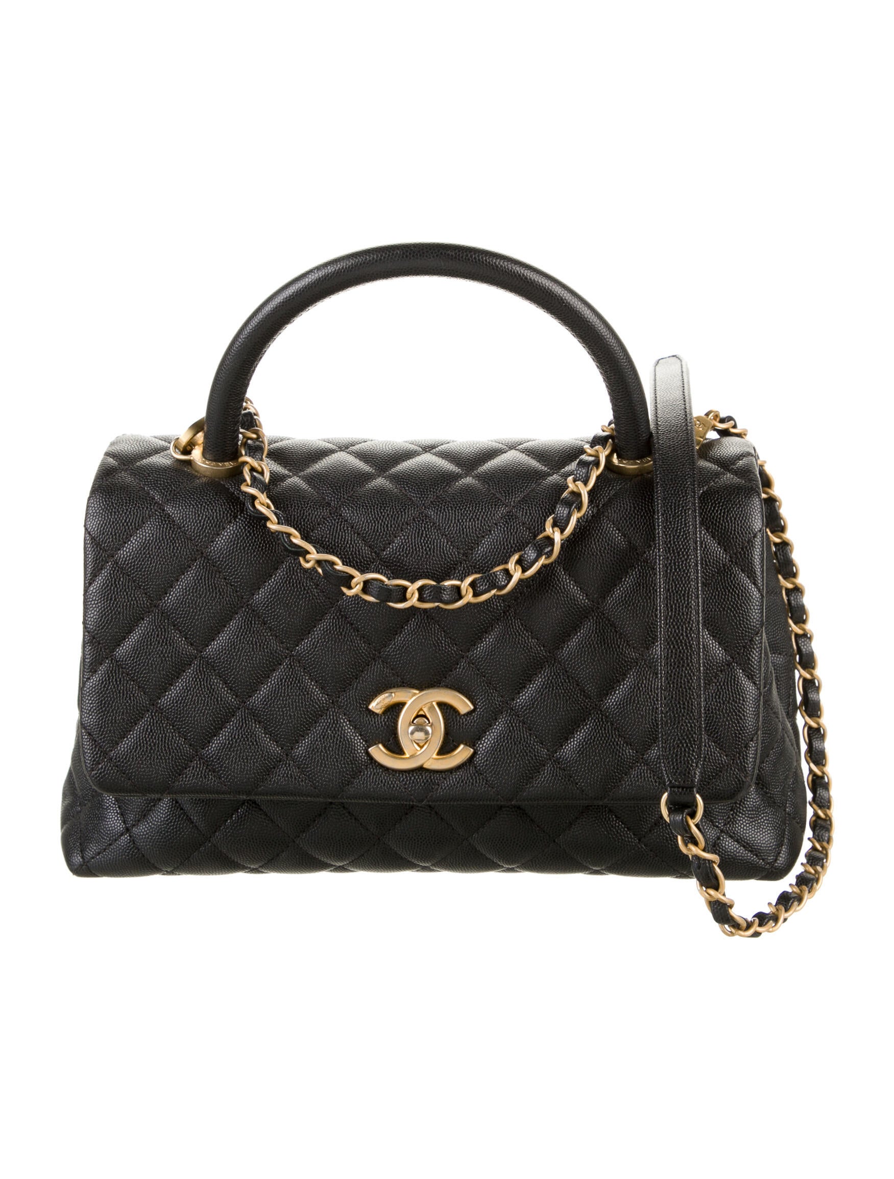 Chanel Caviar Coco Top Handle Bag Black Handle Bags, Handbags