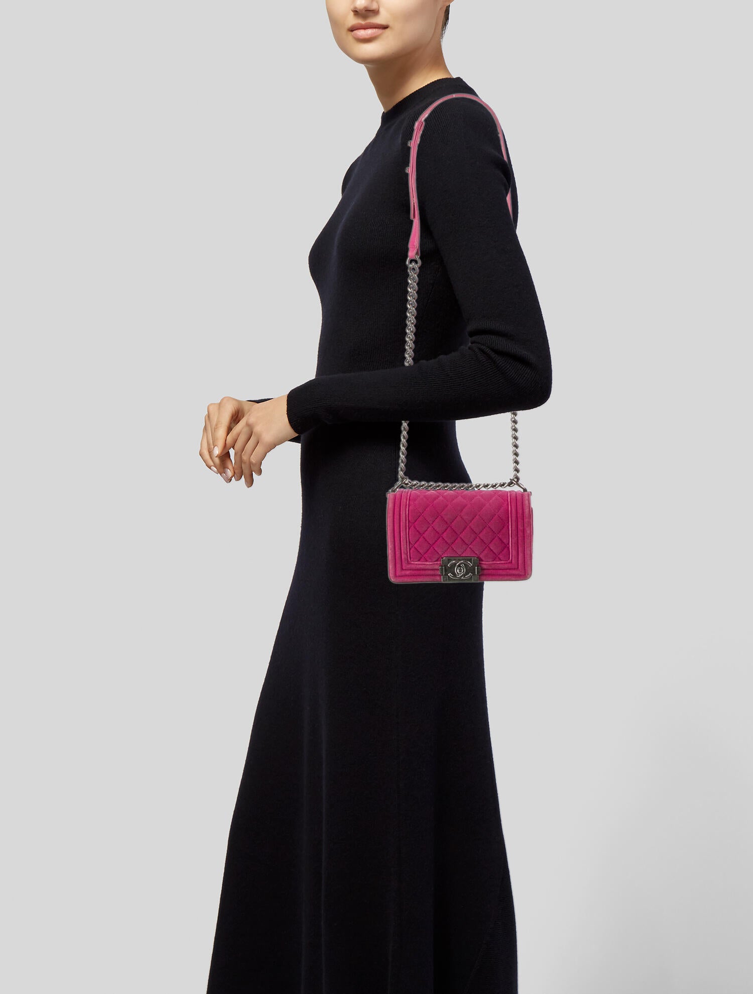 Chanel Small Velvet Boy Bag Pink Shoulder Bags, Handbags CHA834506