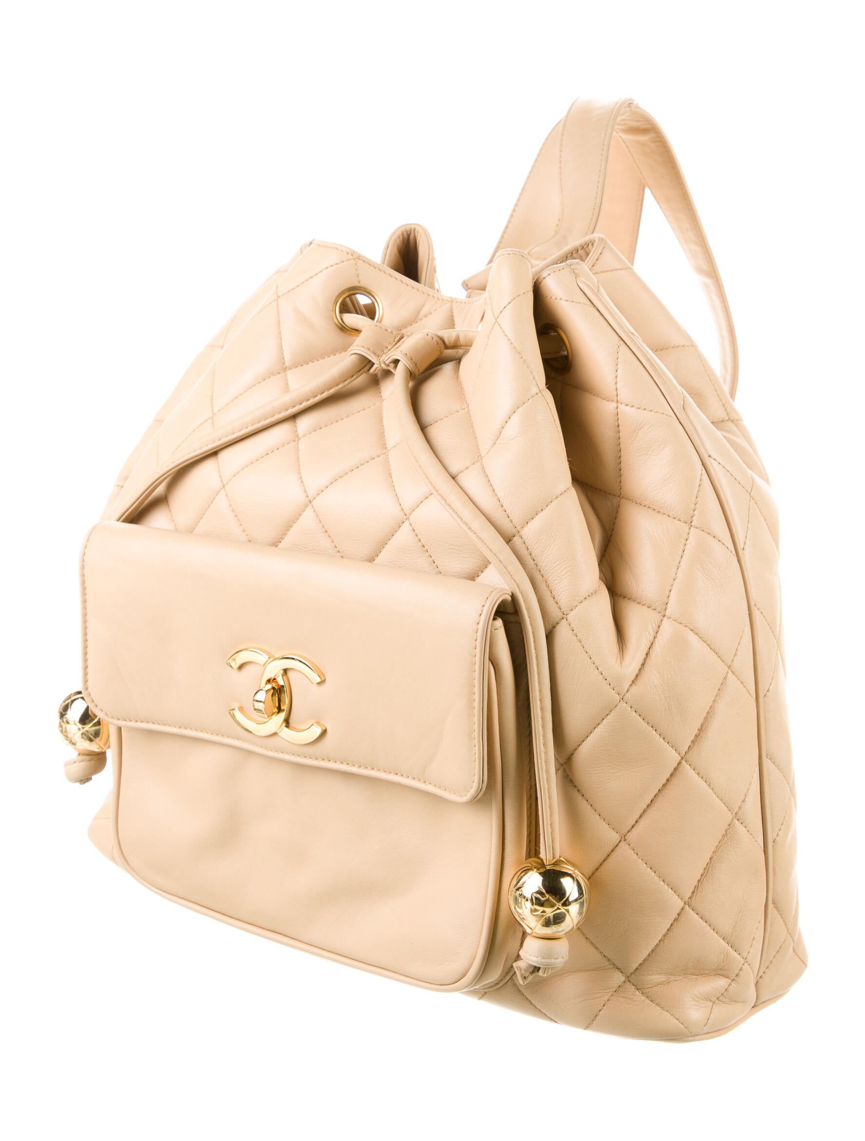 Chanel Quilted Drawstring Backpack - Neutrals Backpacks, Handbags ...