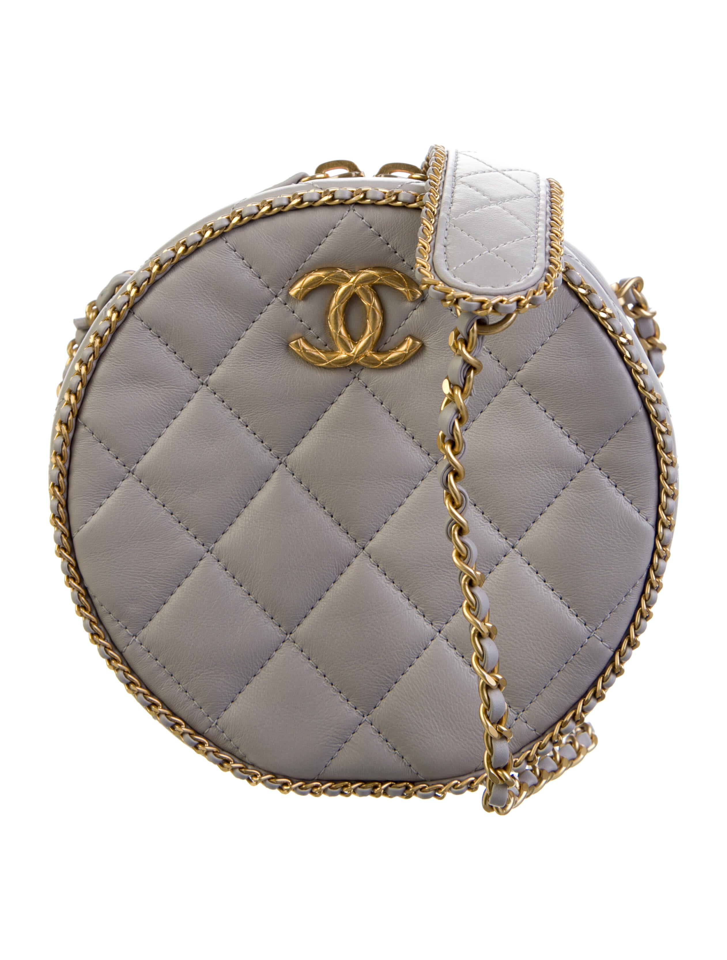 Chanel 2022 Round Small Vanity Case Crossbody Bag Grey Crossbody Bags