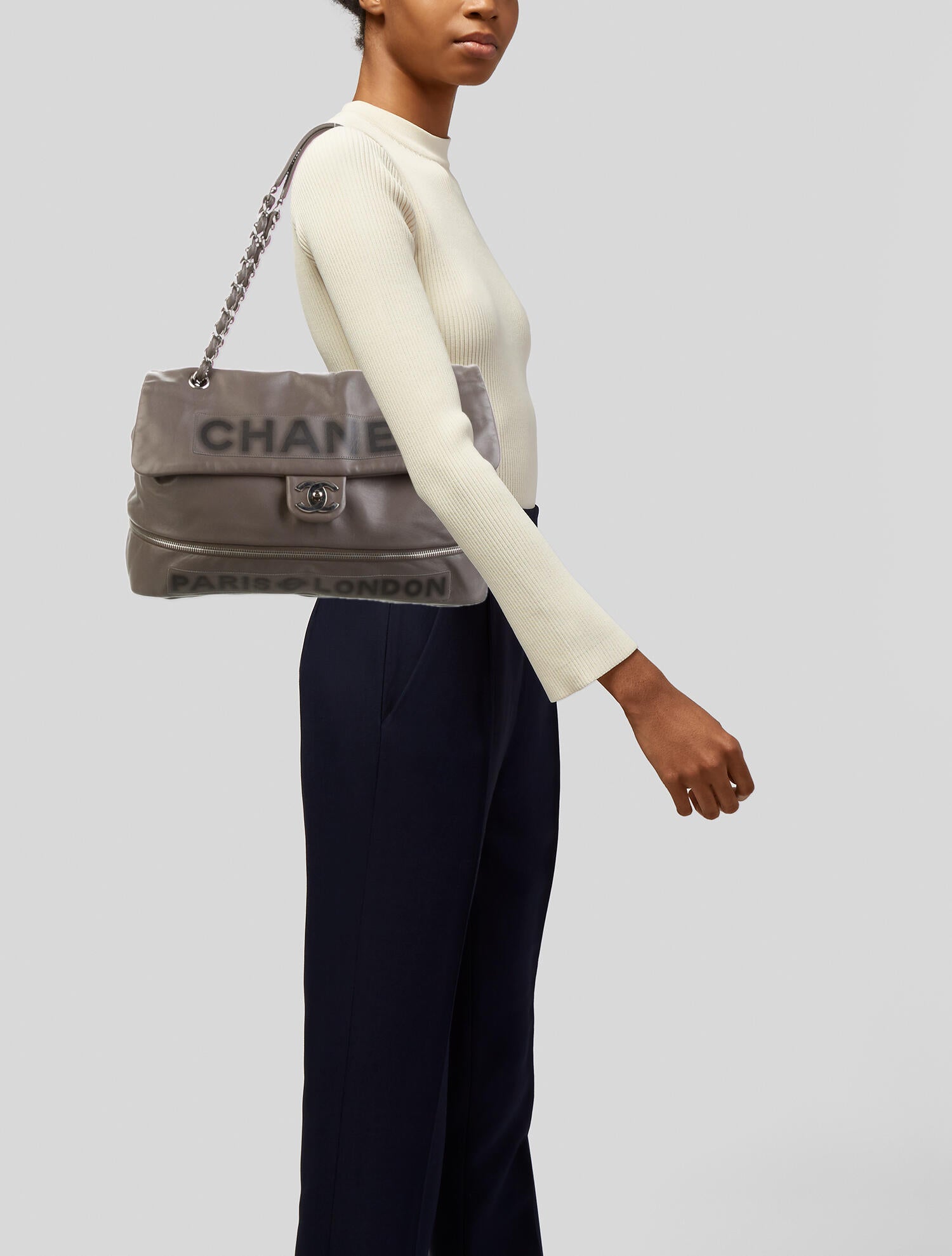 Chanel Paris-London Expandable Flap Bag - Grey Shoulder Bags