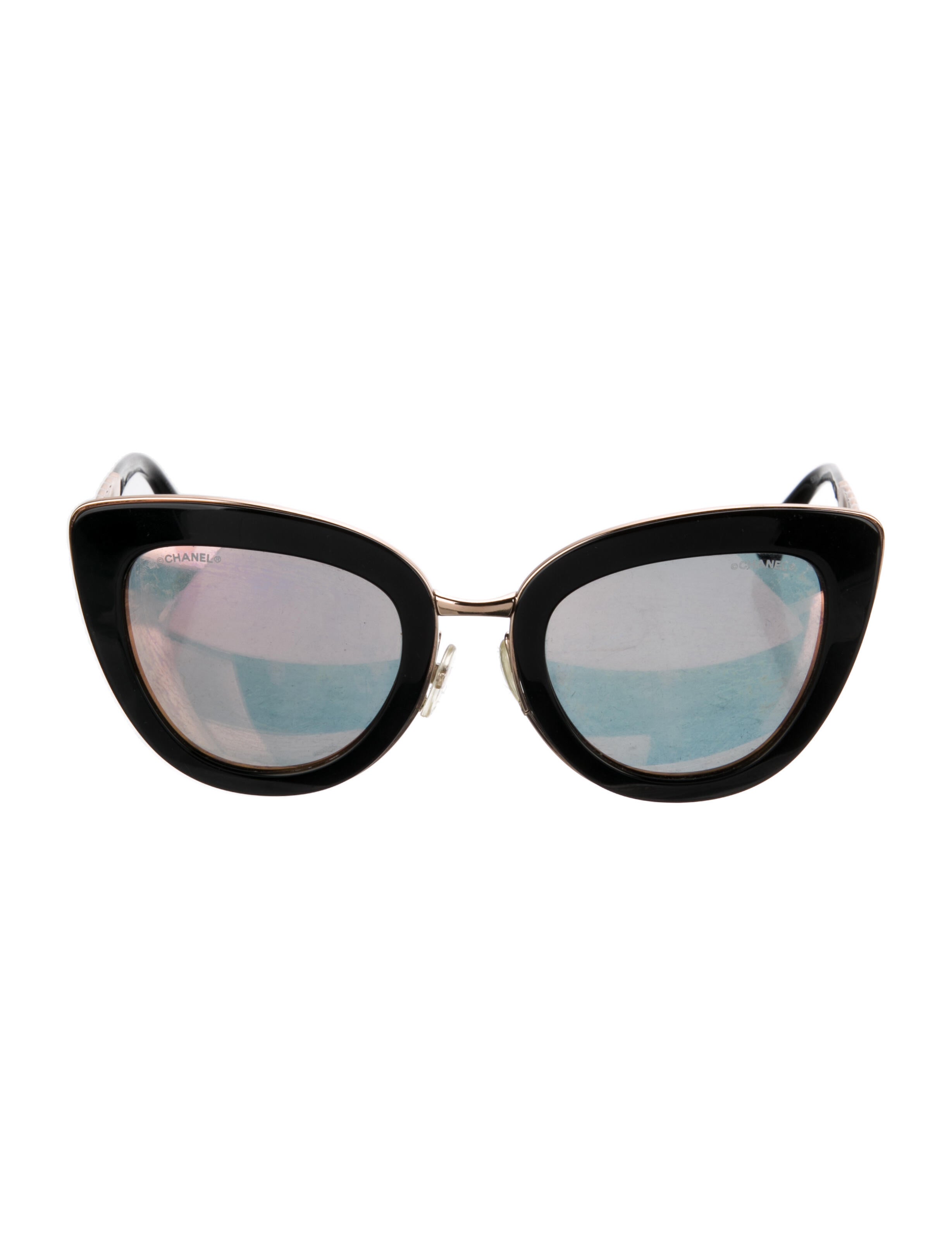 Chanel ChainLink Accent Aviator Sunglasses Metallic Sunglasses