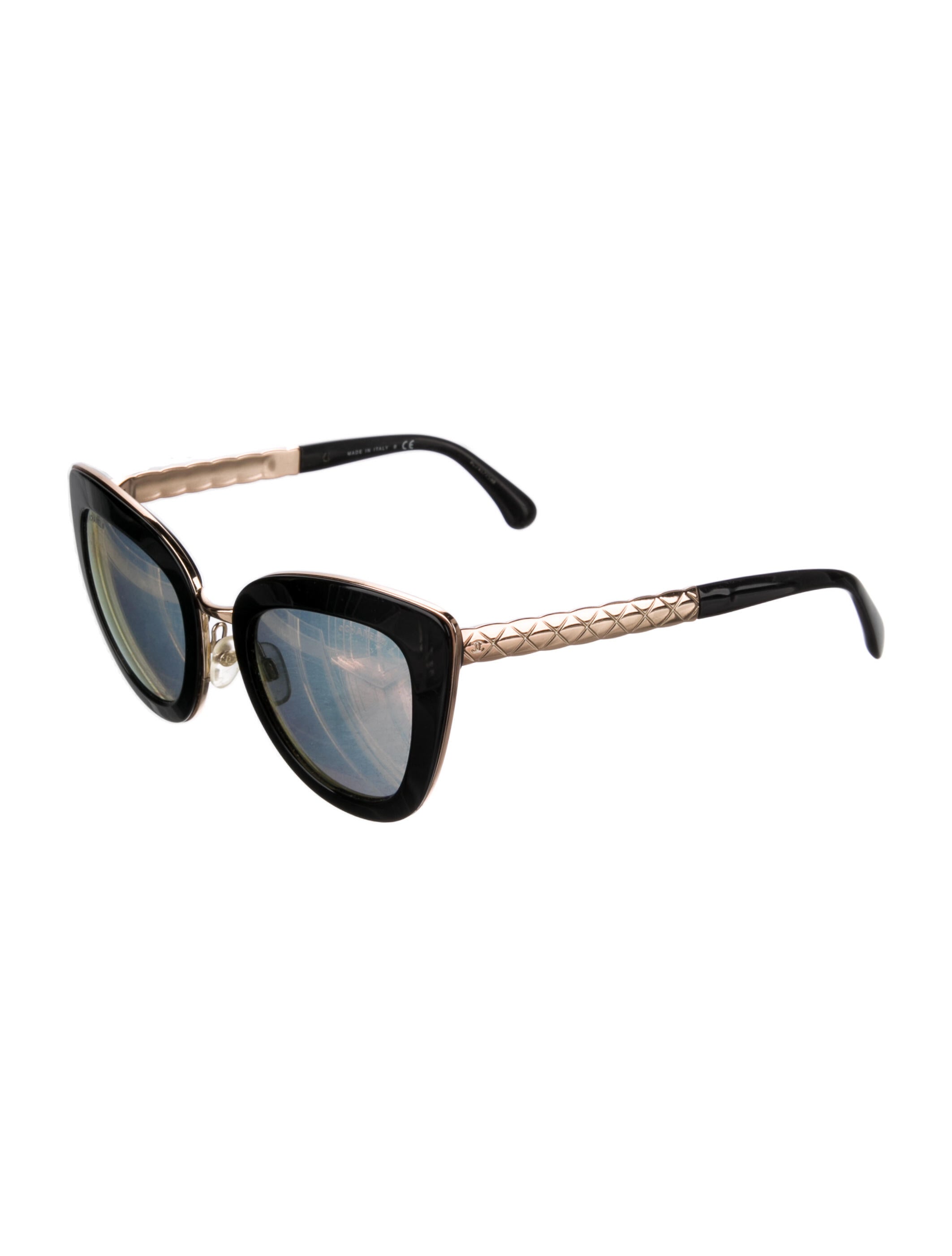 Chanel ChainLink Accent Aviator Sunglasses Metallic Sunglasses