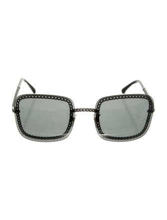 Chanel Chain-Link Accent Square Sunglasses