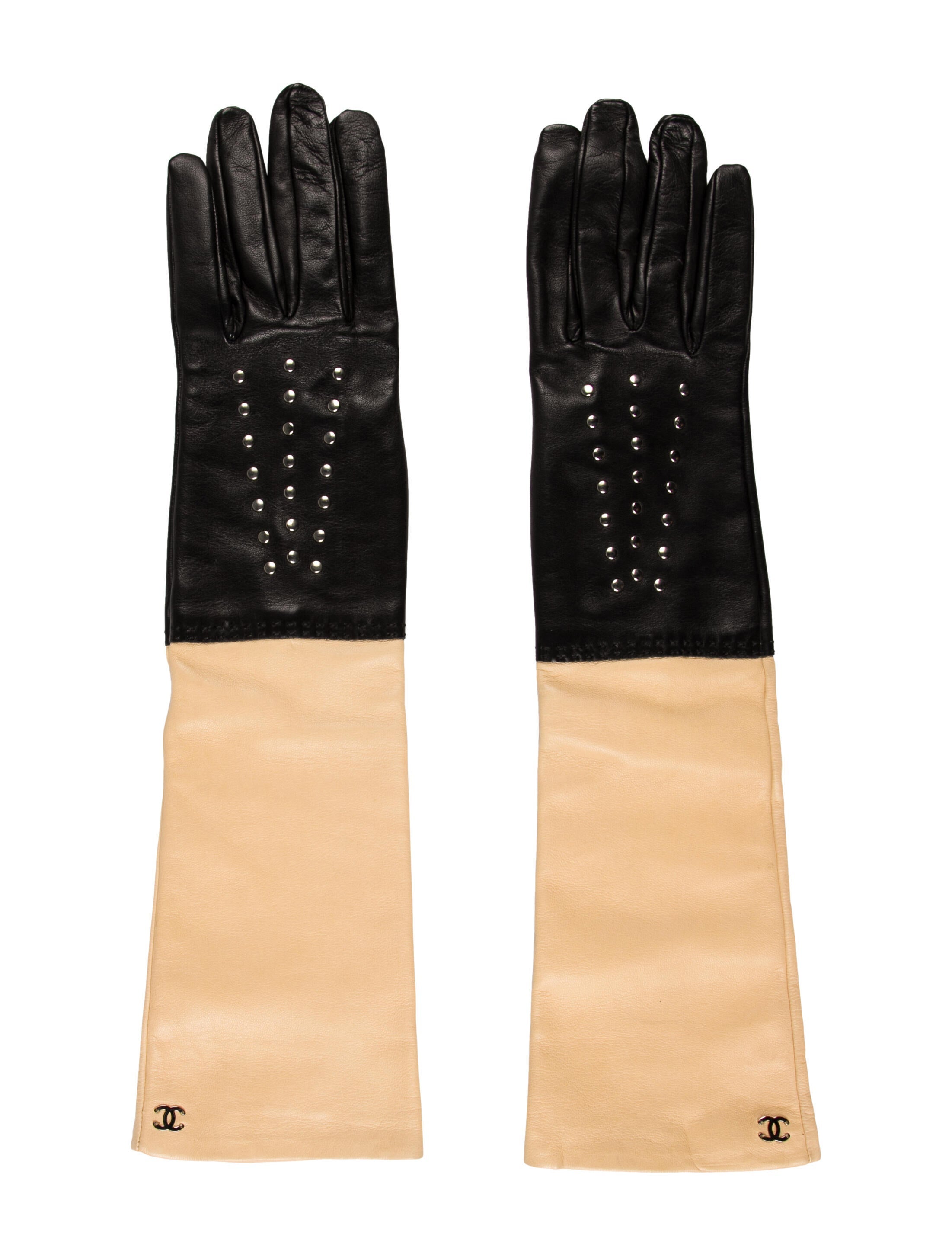 Chanel Leather ChainLink Gloves Black Winter Accessories, Accessories CHA133735 The RealReal