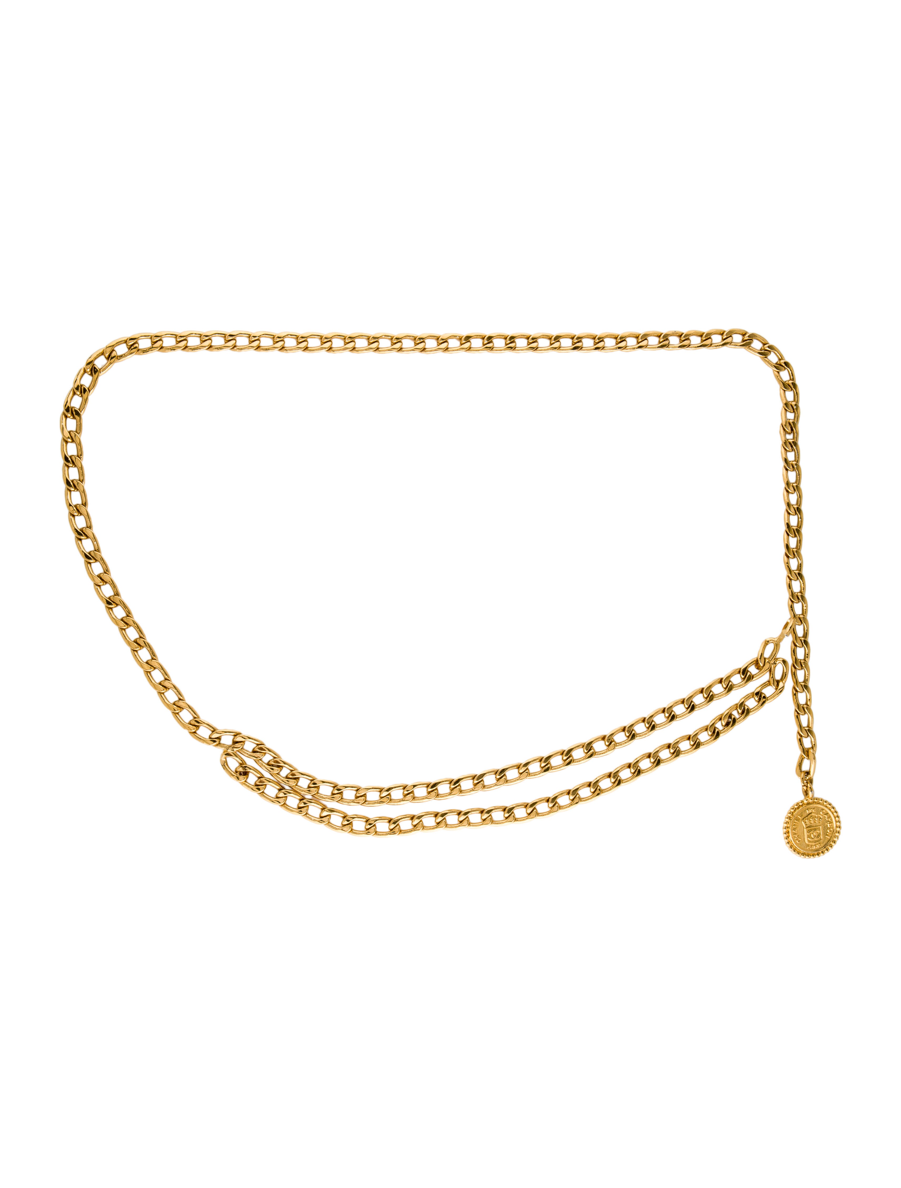 Chanel Vintage Interlocking CC Logo ChainLink Belt Gold Belts