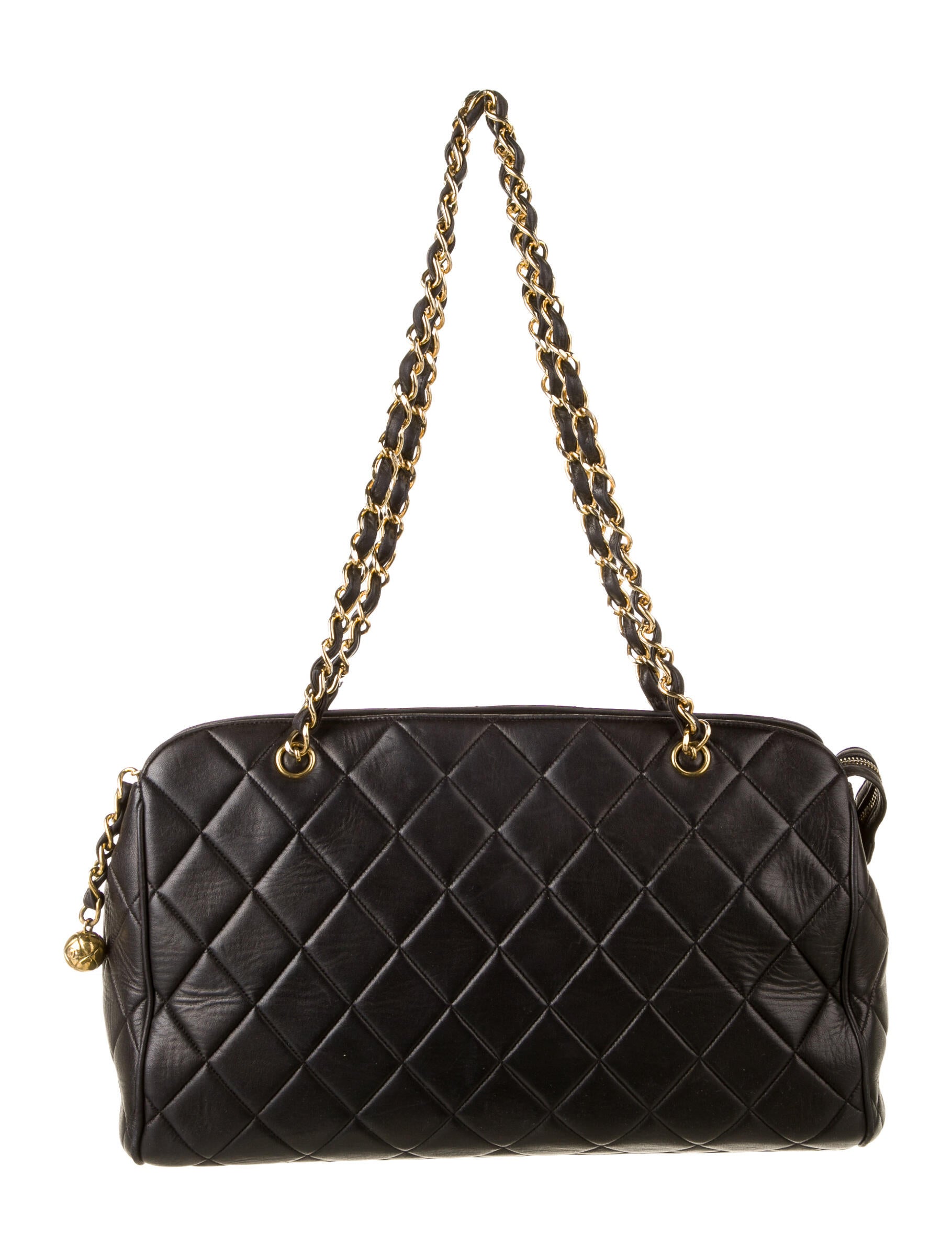 Chanel Quilted Chain Shoulder Bag Black Shoulder Bags, Handbags