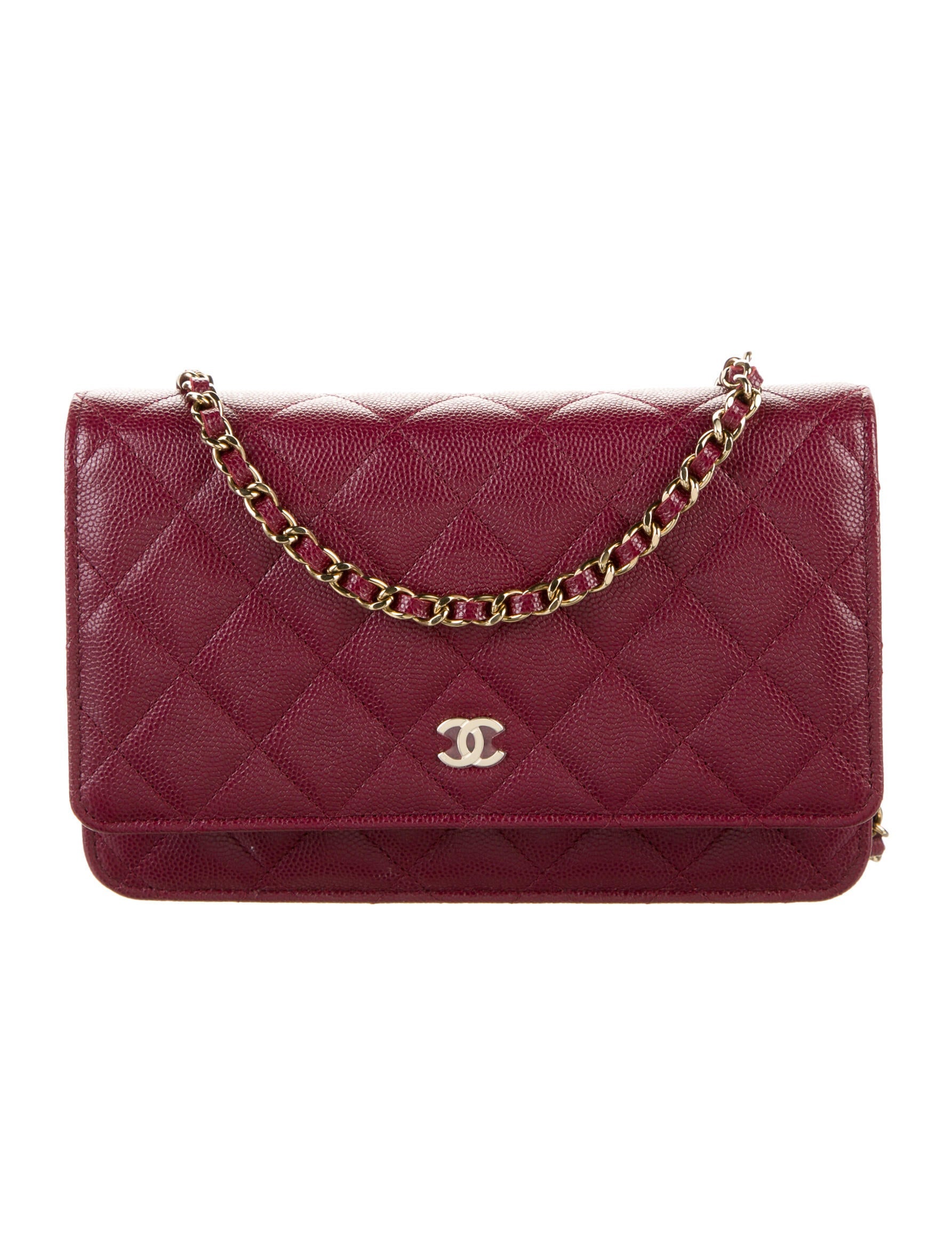 Chanel Classic Quilted Wallet On Chain Burgundy Crossbody Bags
