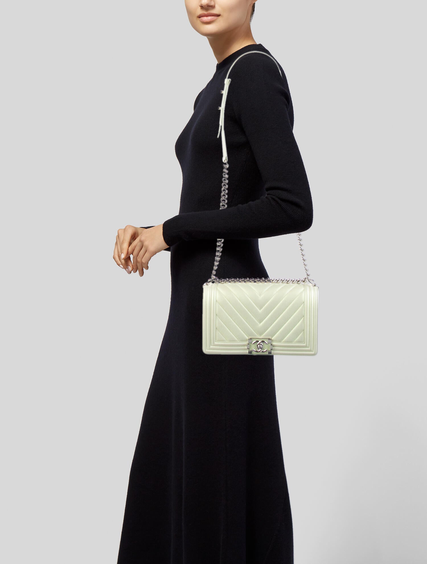 Chanel Medium Chevron Iridescent Boy Bag