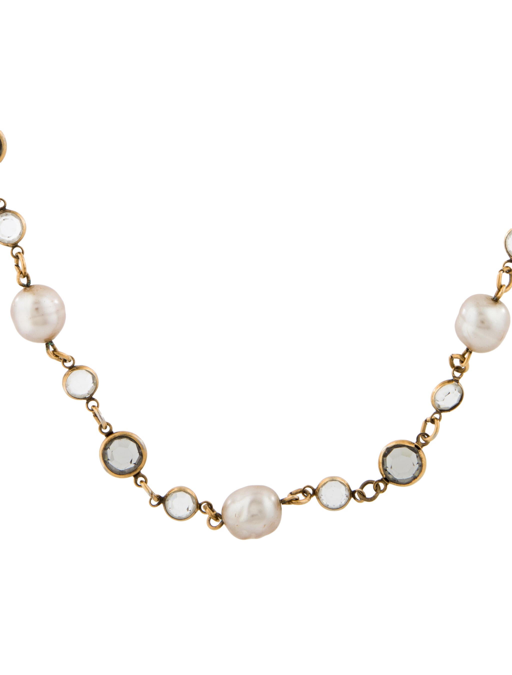 Chanel Vintage 1984 Baroque Pearl Sautoir Necklace Gold, GoldTone