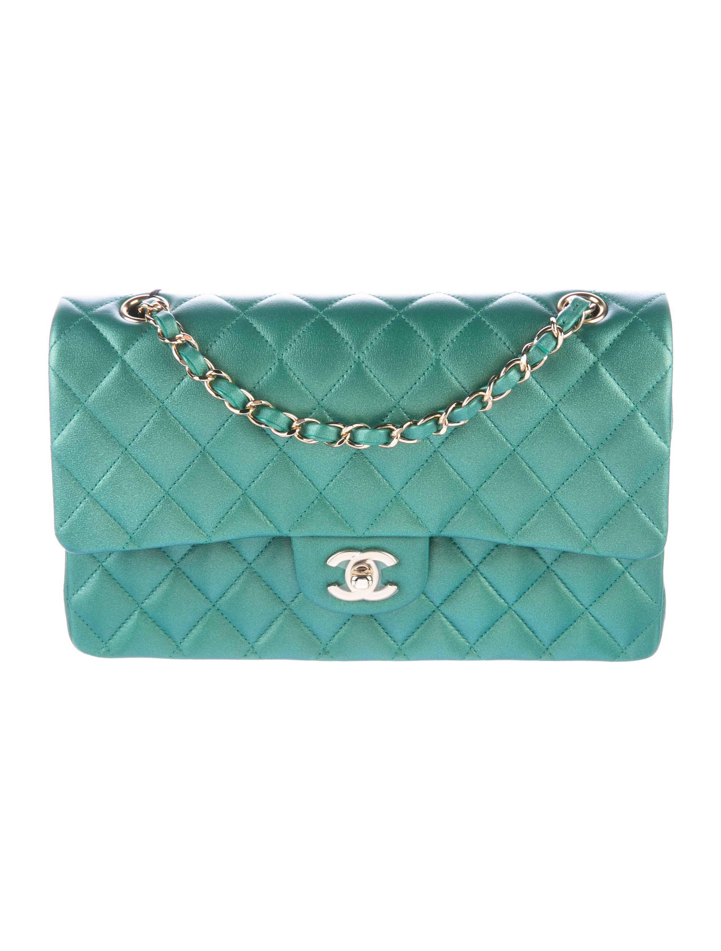 Chanel 2021 Quilted Classic Double Flap Bag w/ Tags Green Shoulder Bags, Handbags CHA656548