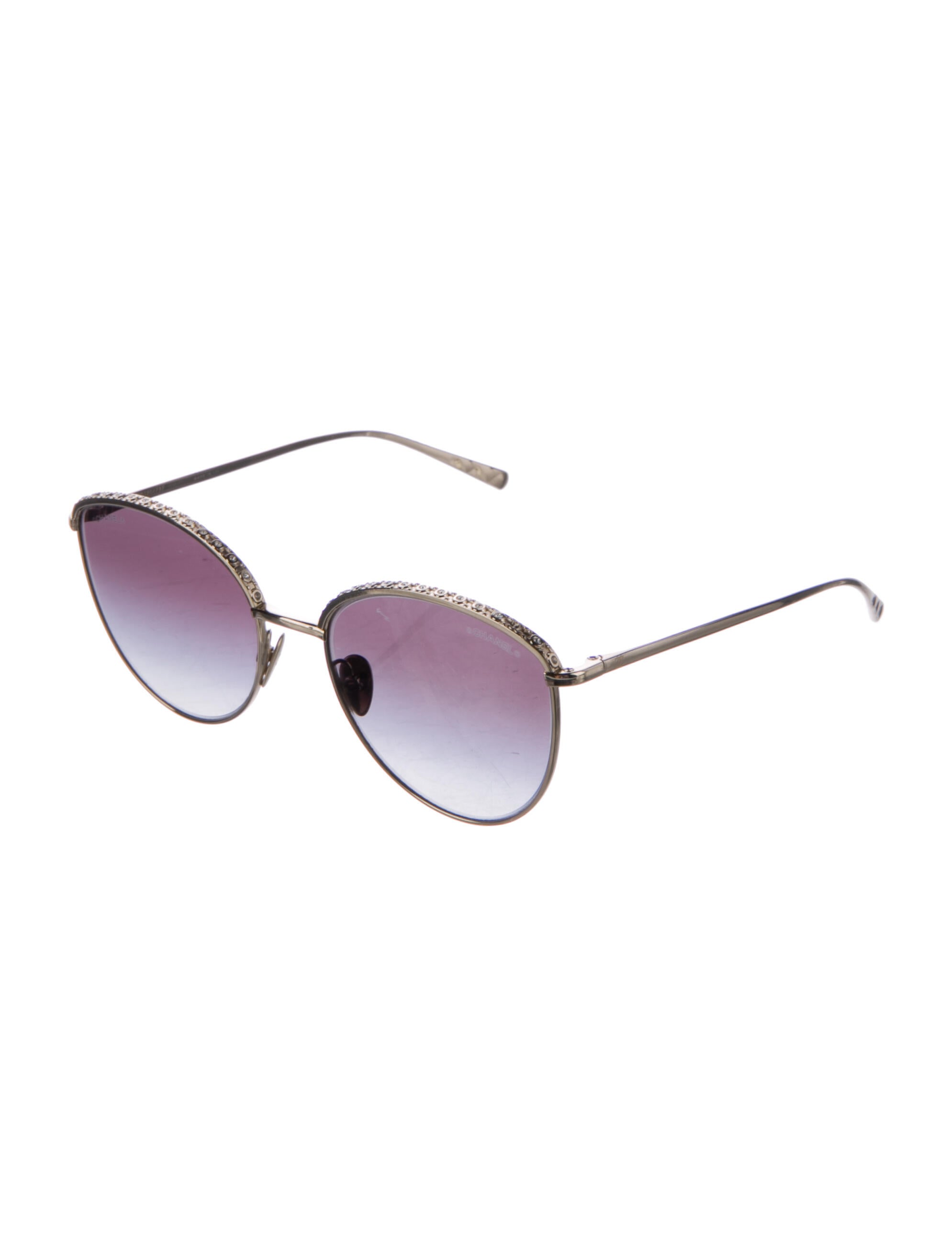Chanel ChainLink Accent Aviator Sunglasses Metallic Sunglasses