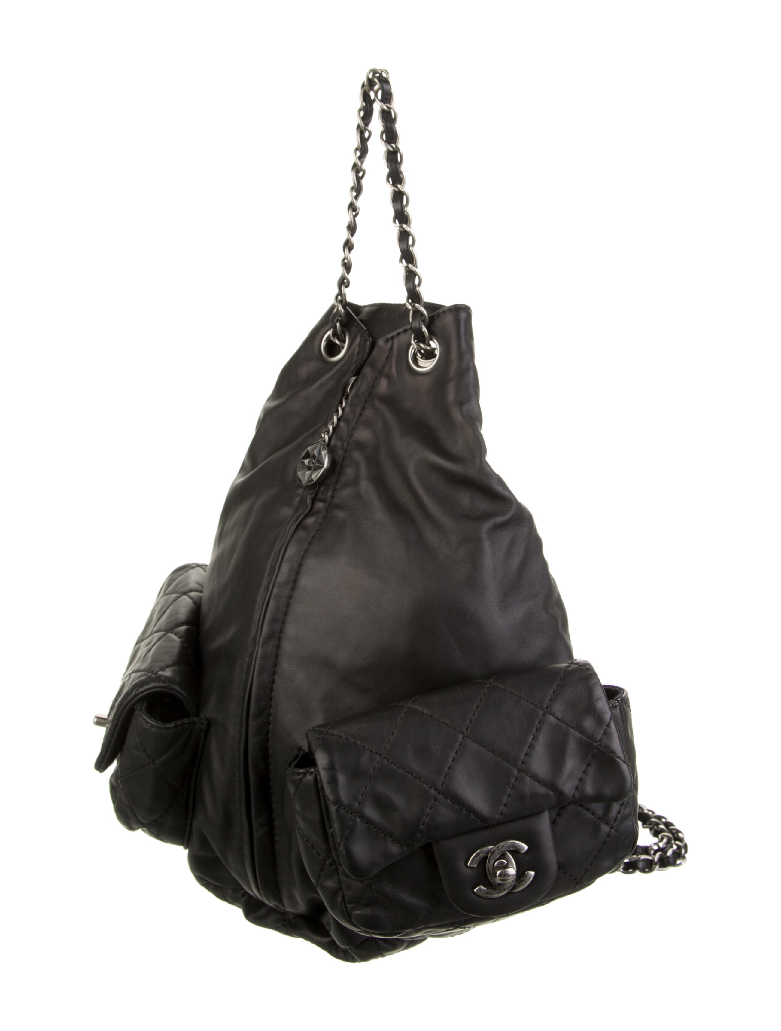 Chanel Vintage Quilted Lambskin Backpack Black Backpacks, Handbags