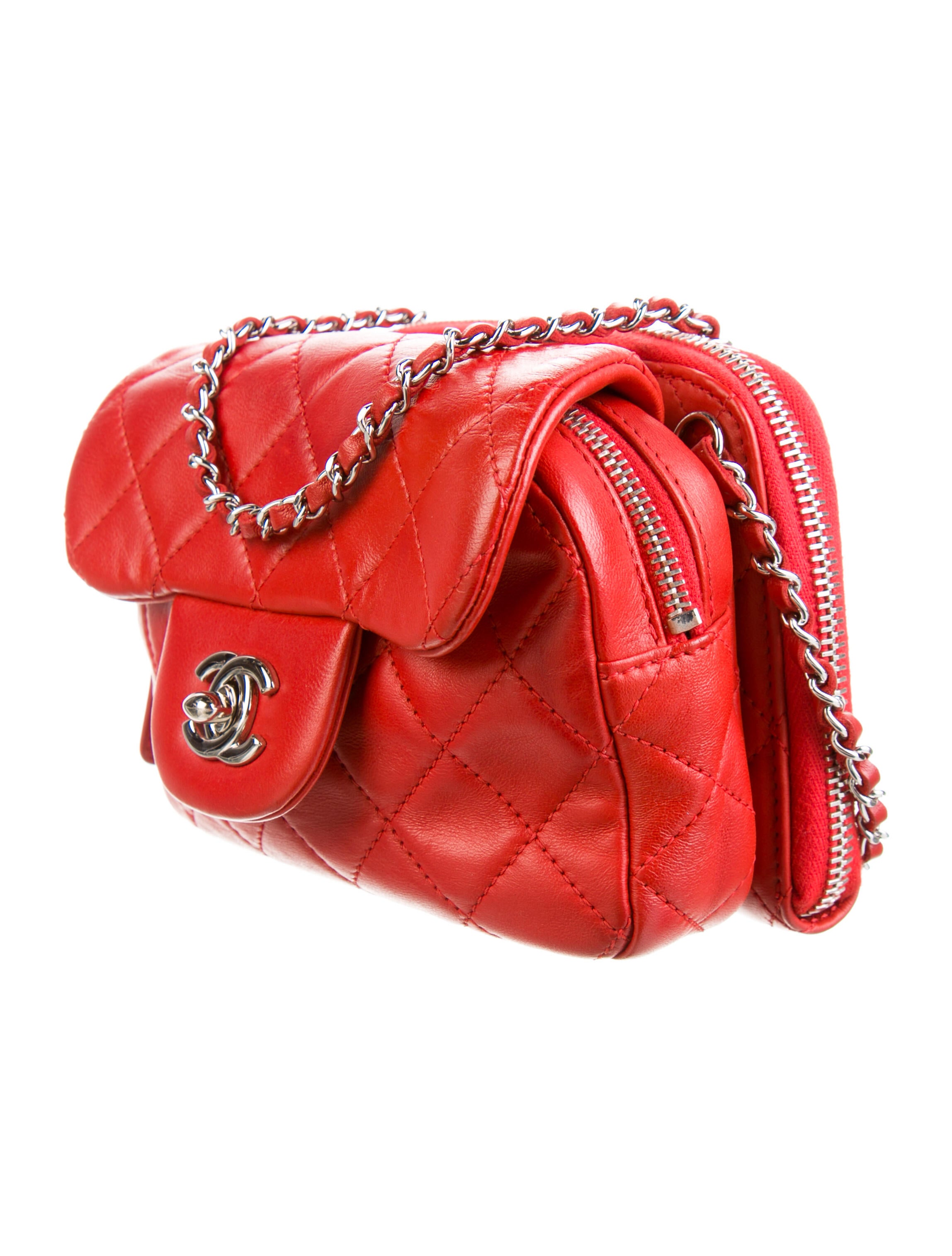 Chanel Mini Flap Wallet On Chain Red Crossbody Bags, Handbags
