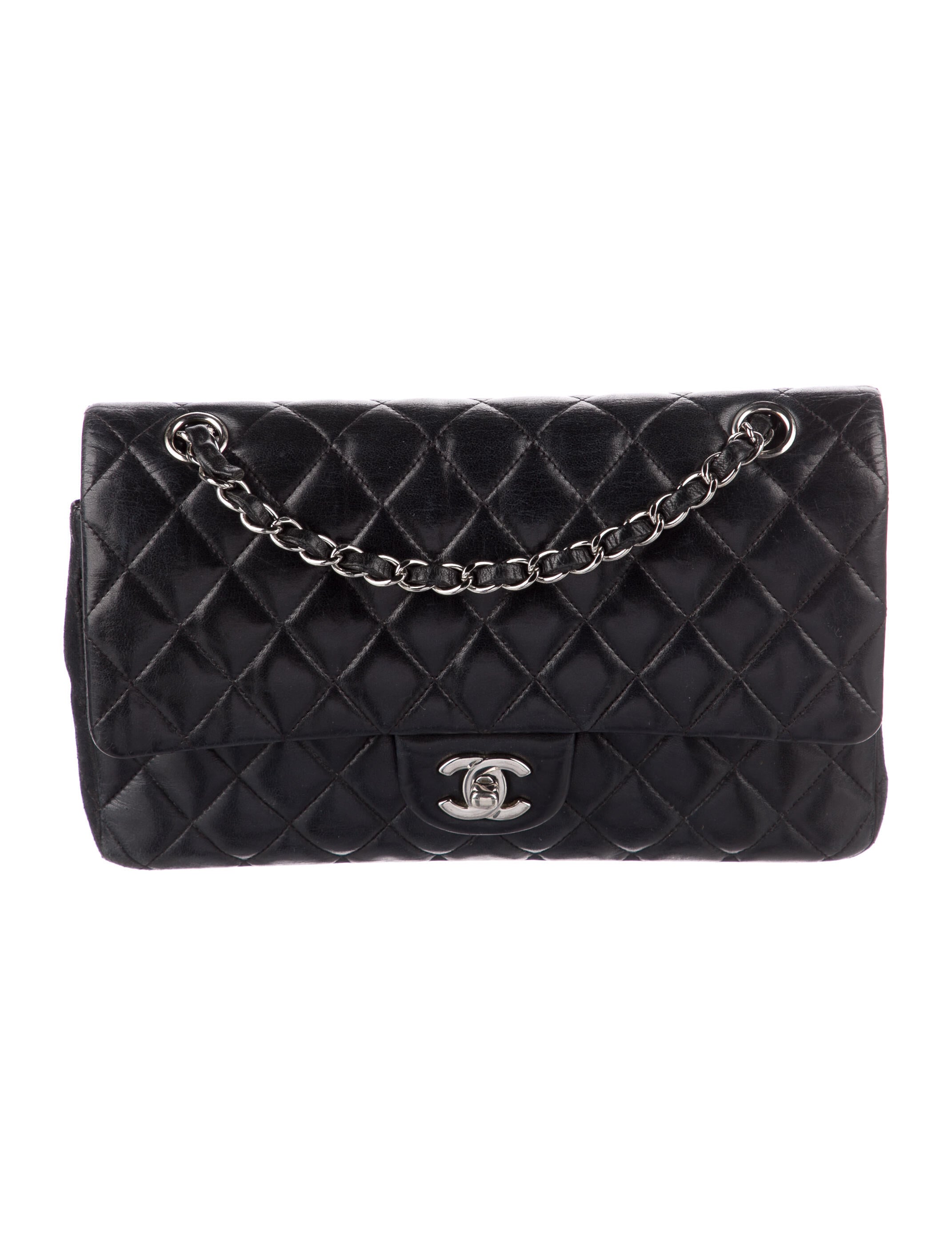 Chanel Coco Twill Medium Double Flap Bag Black Shoulder Bags