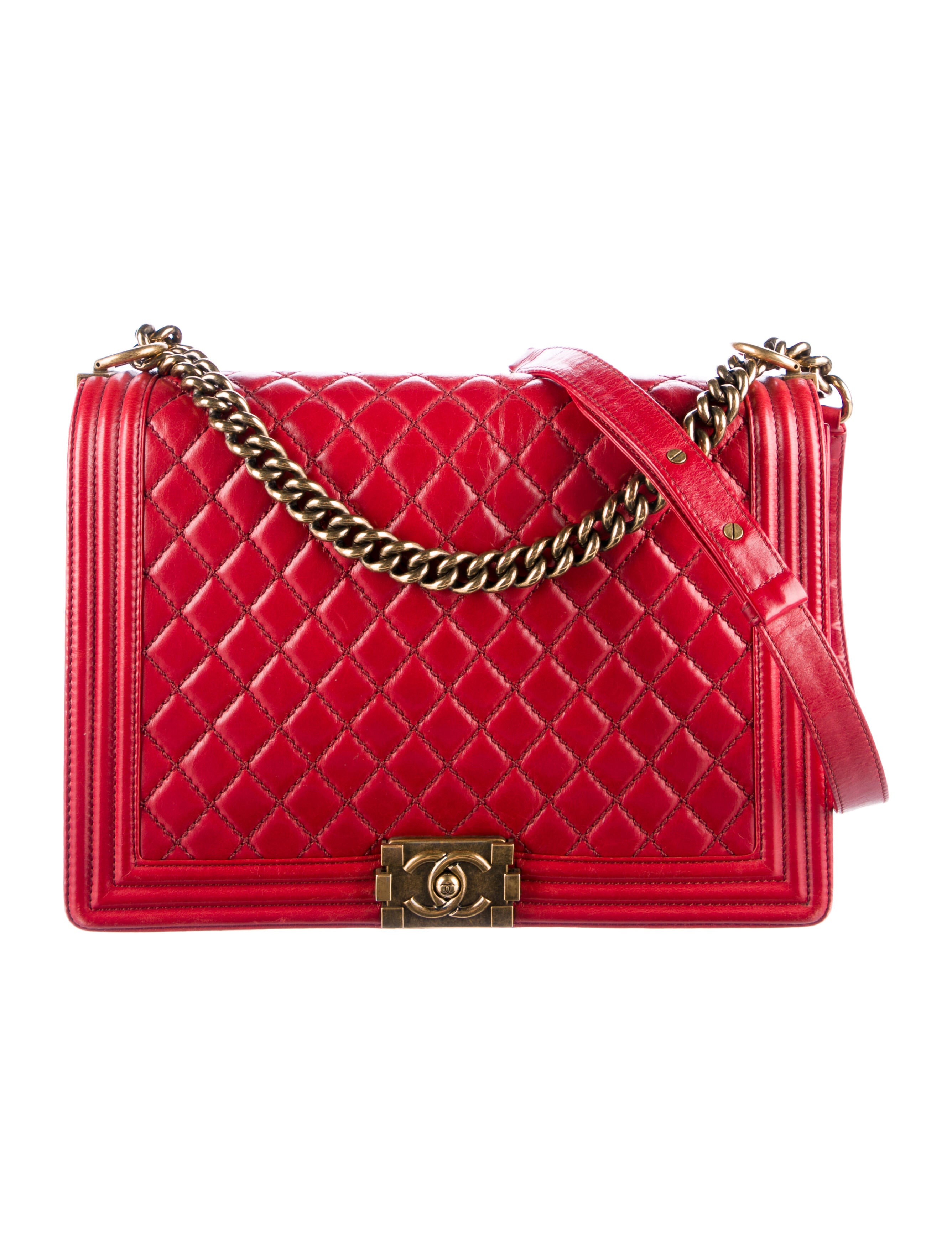 Chanel XL Quilted Boy Flap Bag Red Shoulder Bags, Handbags