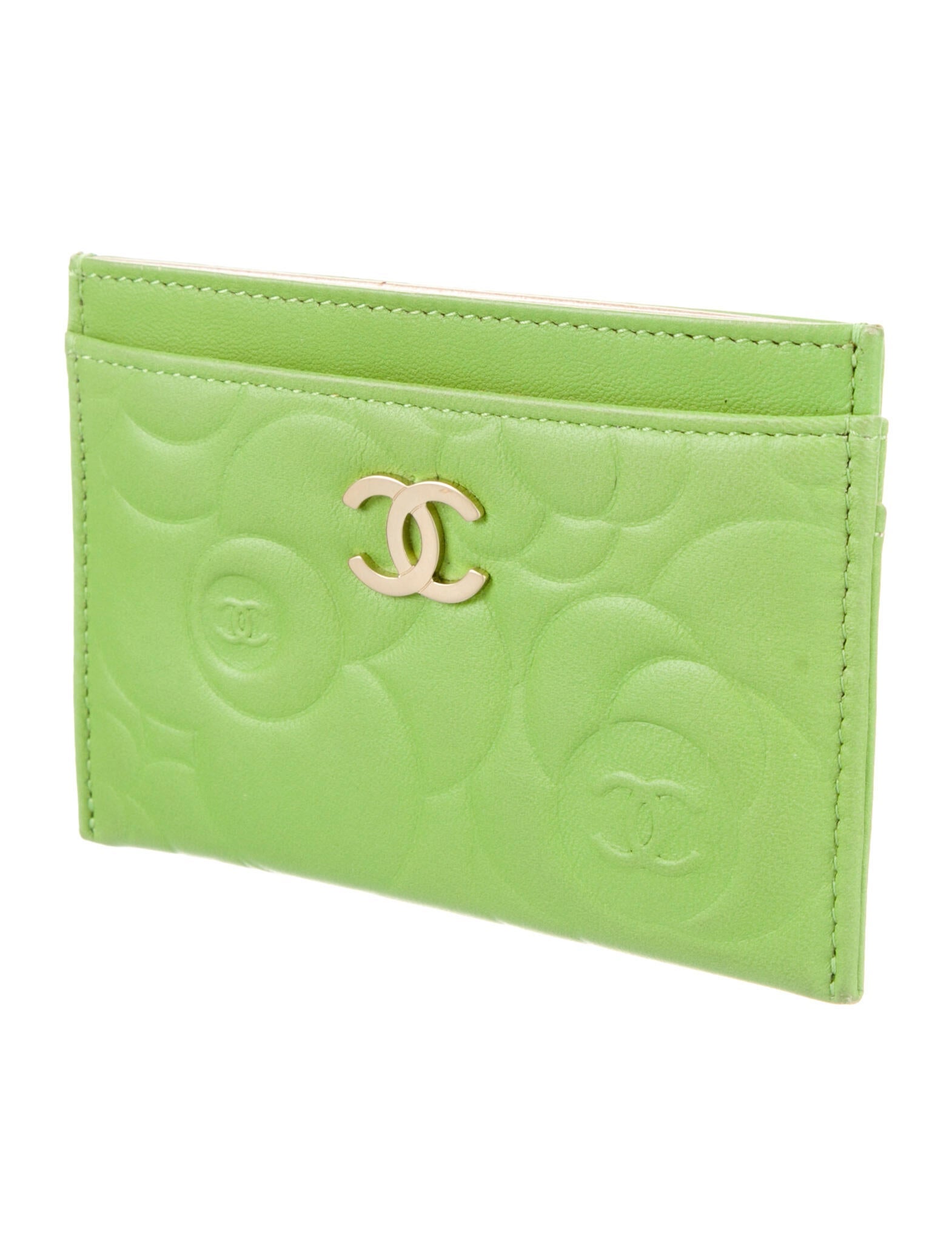Chanel Interlocking CC Logo Leather Card Holder Green Wallets, Accessories CHA864289 The
