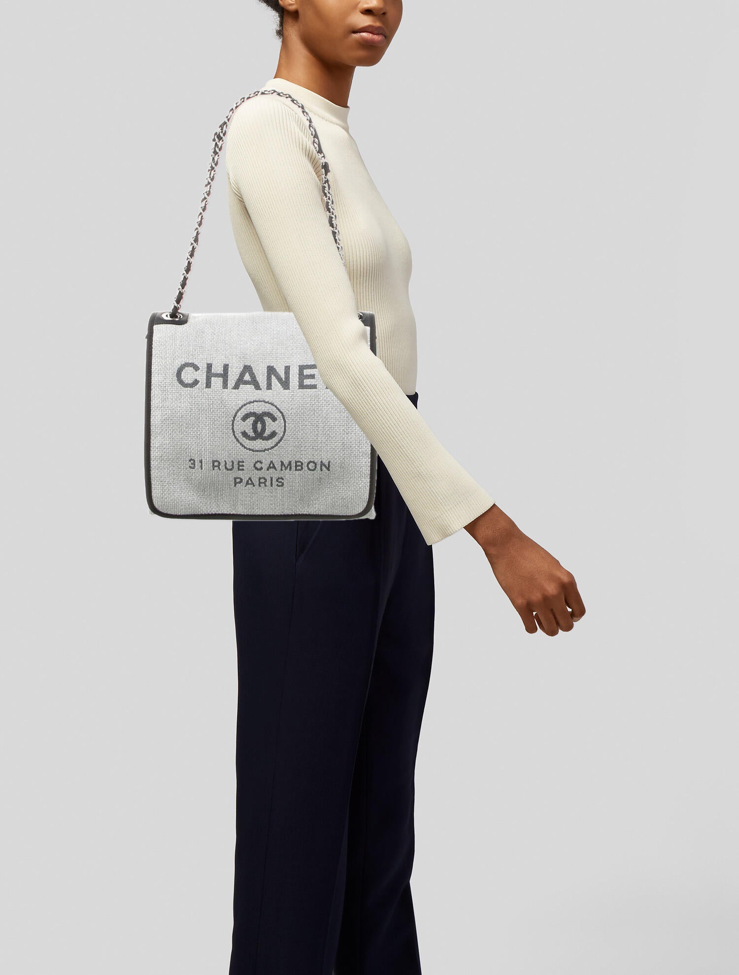 Chanel Deauville Messenger Bag Grey Shoulder Bags, Handbags