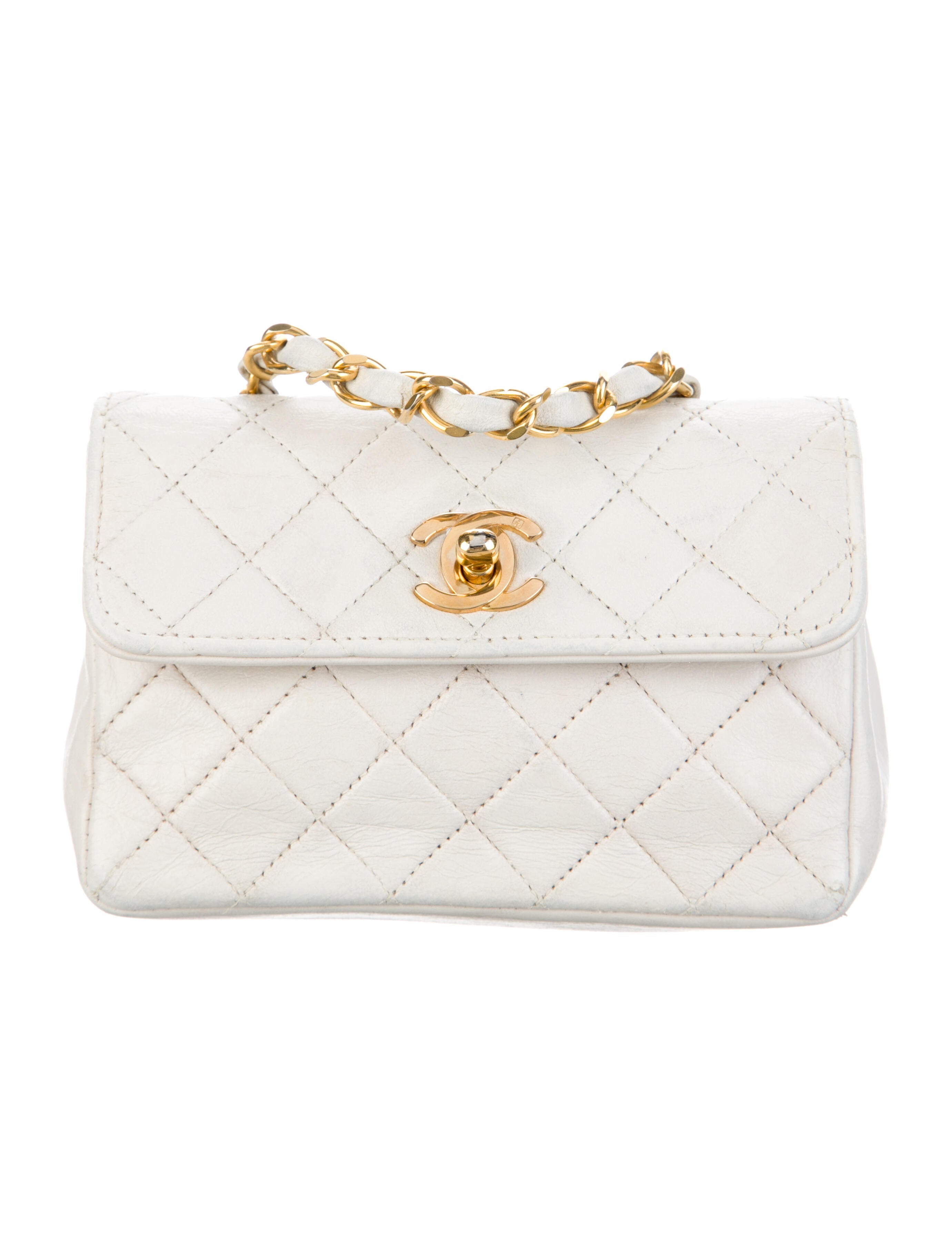 Chanel Vintage Quilted CC Mini Flap Bag White Shoulder Bags, Handbags