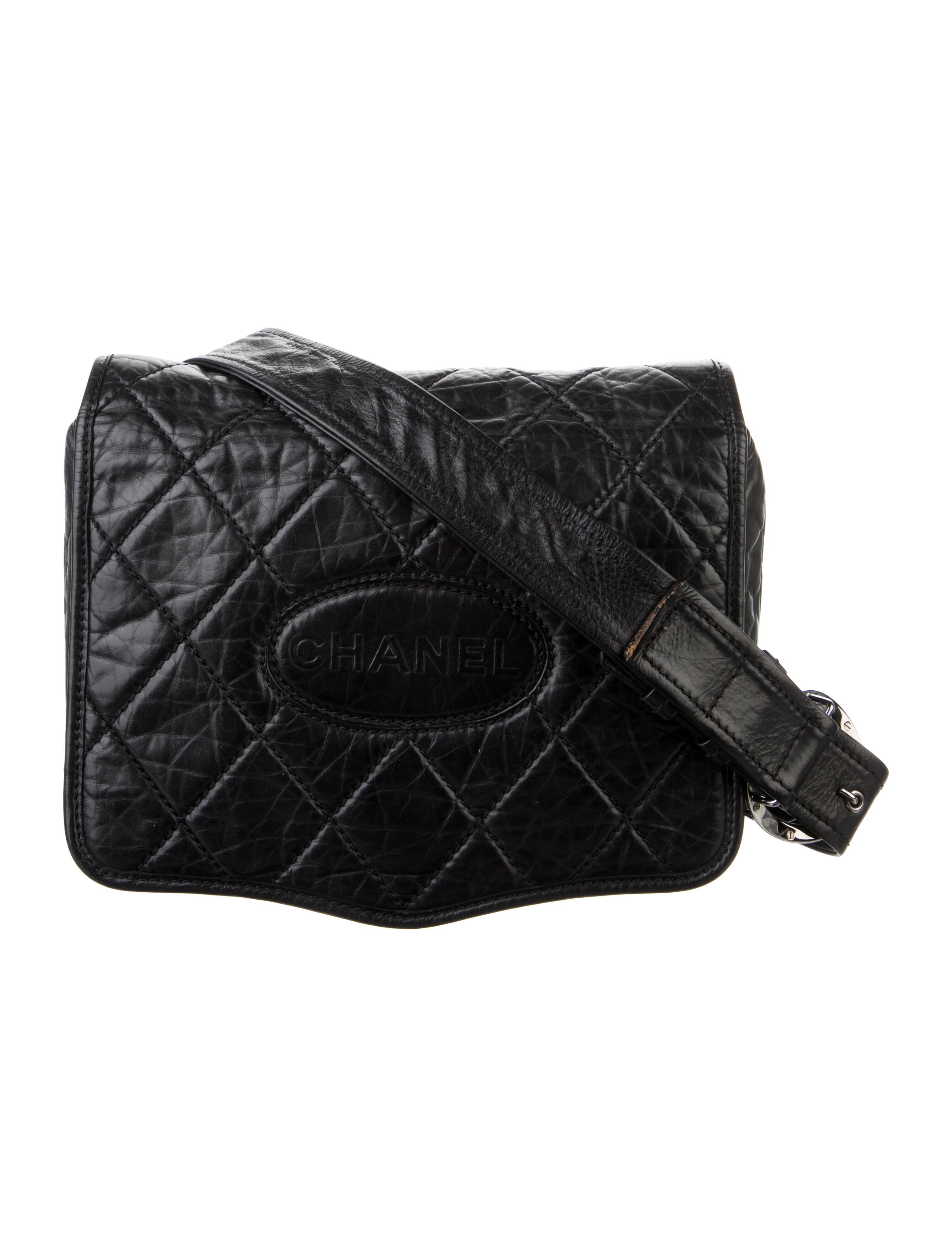 Chanel Vintage Ligne Messenger Bag Black Shoulder Bags, Handbags