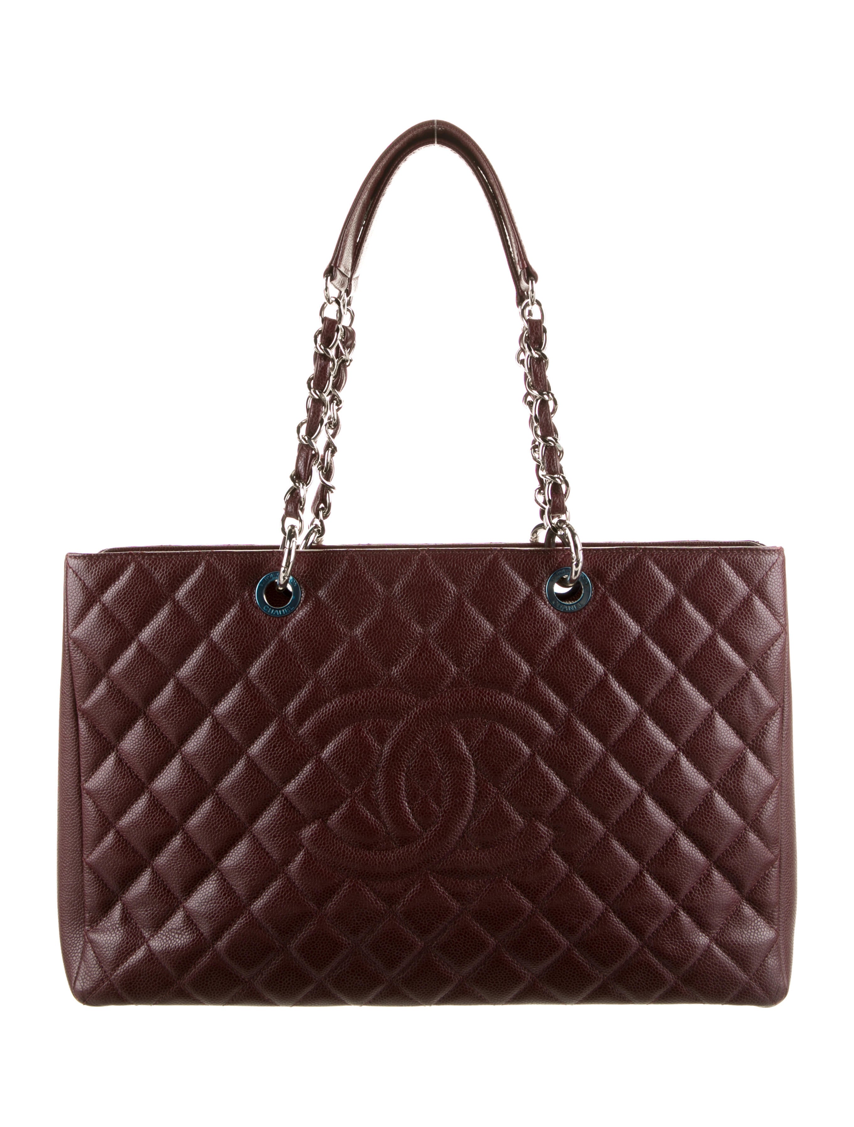 Chanel Patent Quilted Grand Shopping Tote Burgundy Totes, Handbags