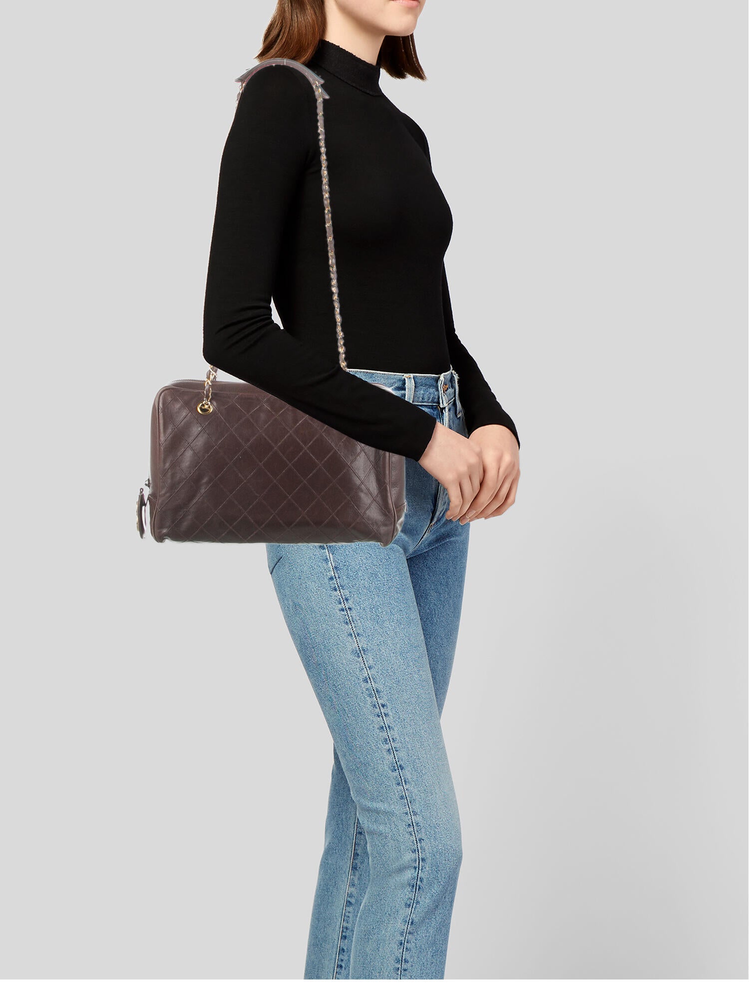 Chanel Quilted Classic Small Double Flap Bag Brown Shoulder Bags