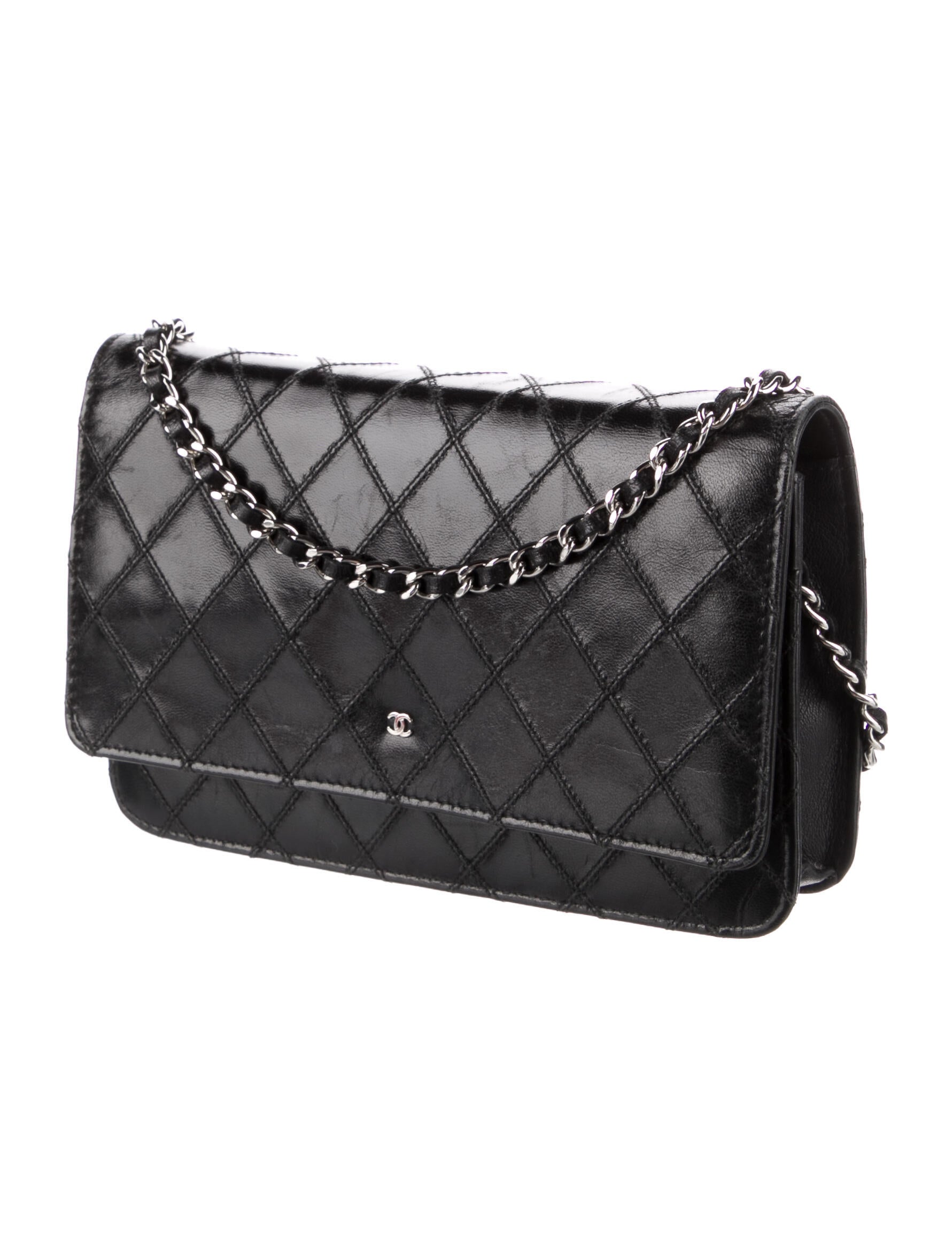 Chanel Diamond Quilt Wallet On Chain