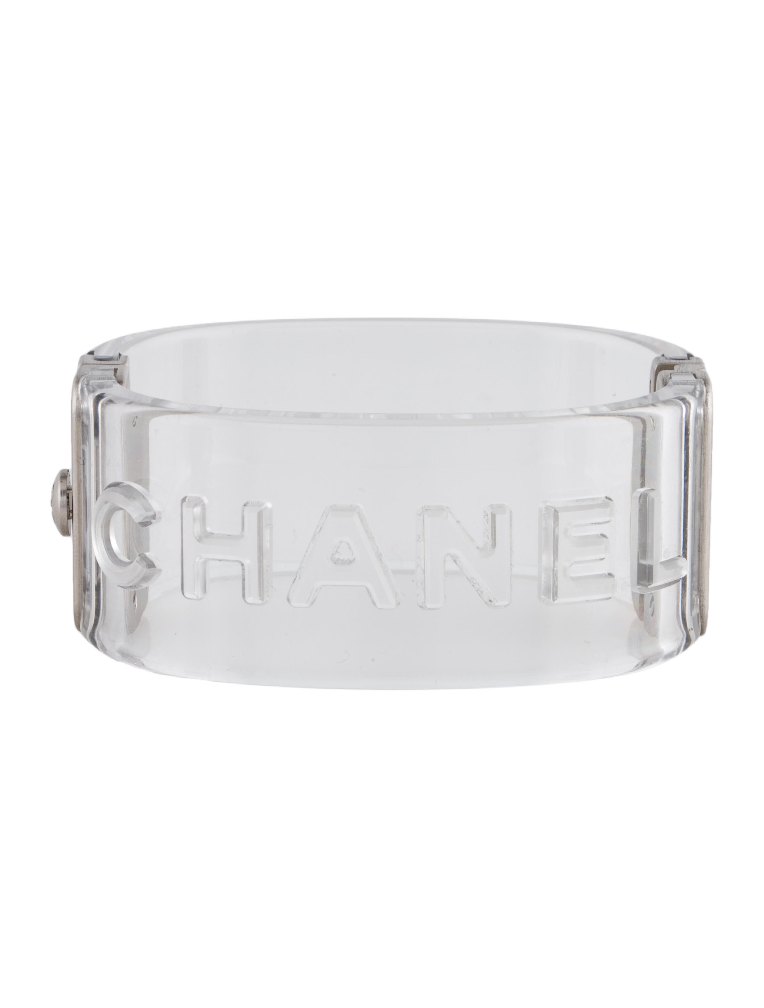 Chanel Vinyl Record Resin Cuff SilverTone Metal Cuff, Bracelets