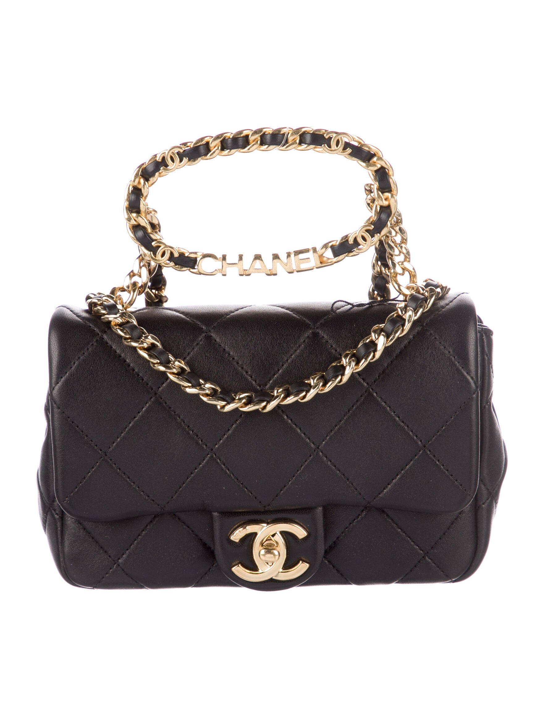 Chanel 2023 Top Handle Mini Flap Bag Black Shoulder Bags, Handbags