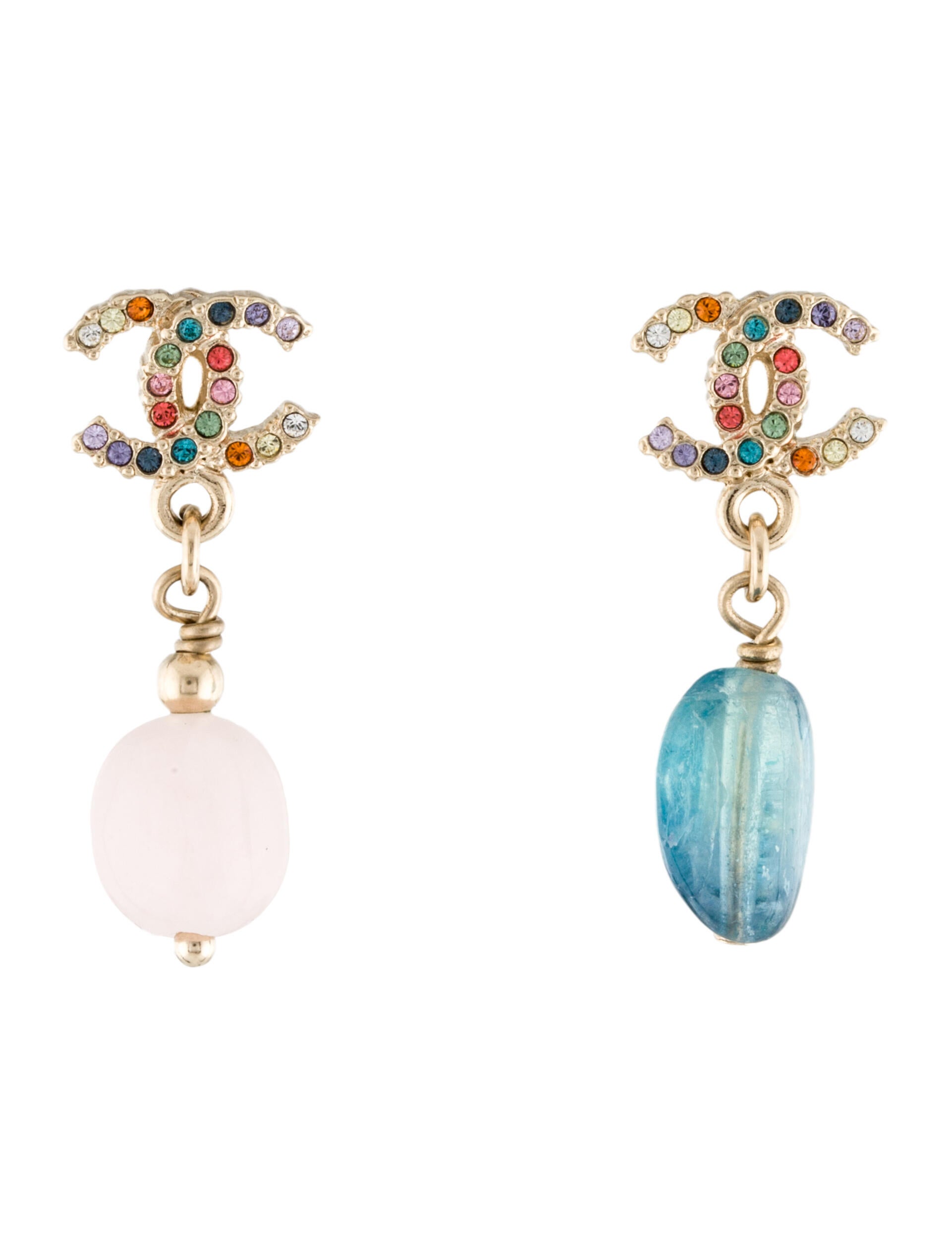 Chanel Faux Pearl Maltese Cross Drop ClipOn Earrings GoldTone Metal