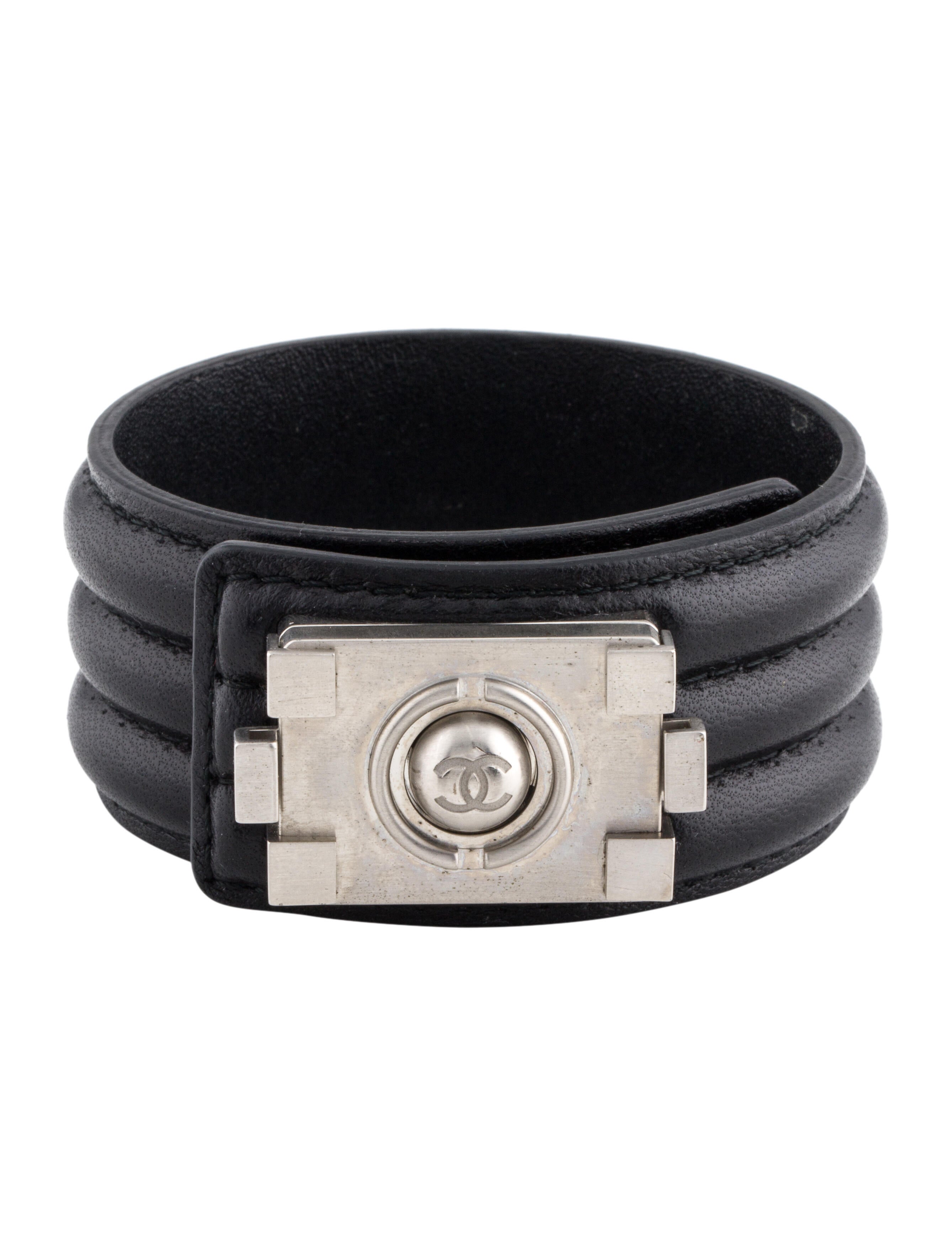 Burberry Leather Chain Link Wrap Bracelet White, Gunmetal Wrap, Bracelets BUR326711 The