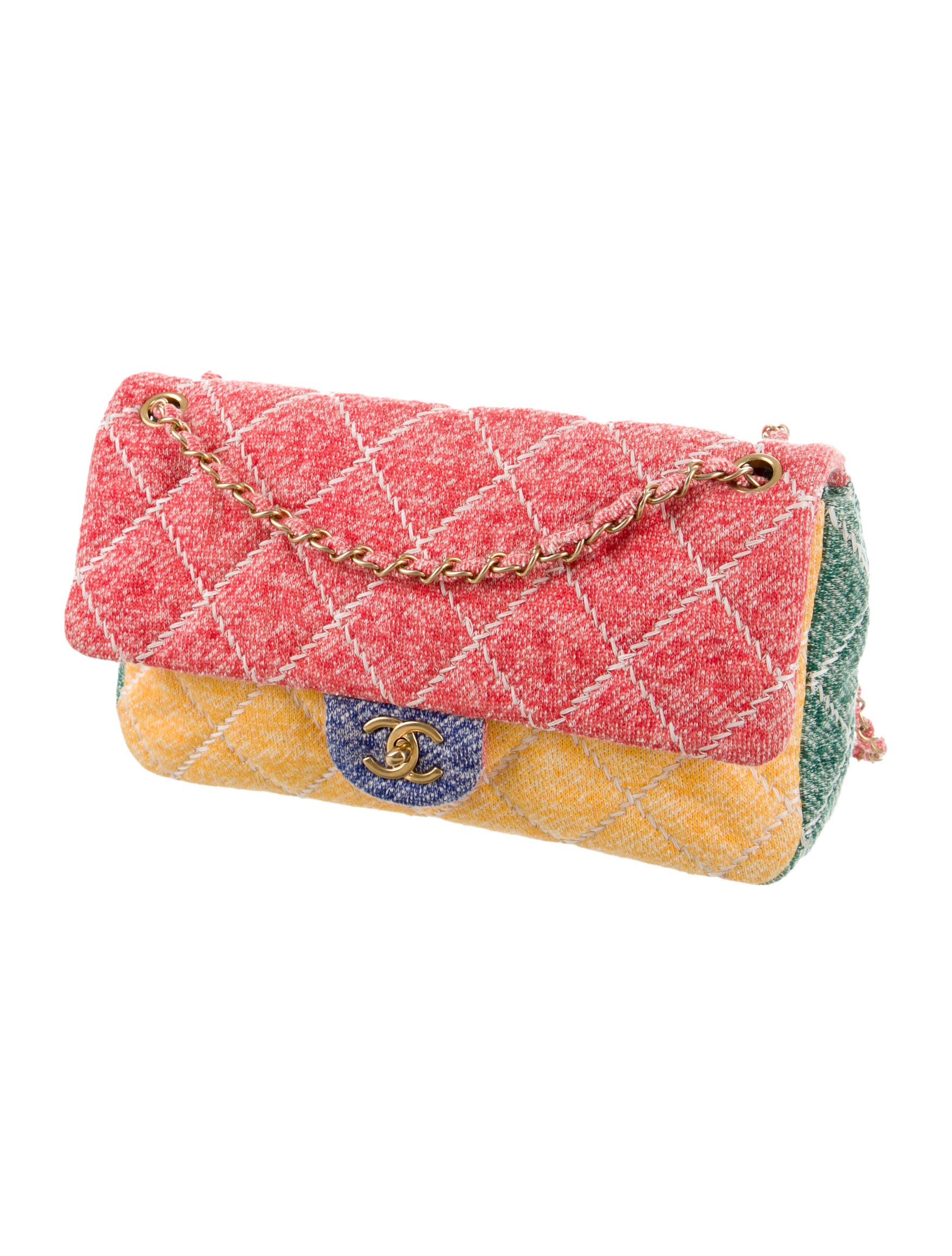 Chanel Multicolor Medium Jersey Flap Bag - Green Shoulder Bags