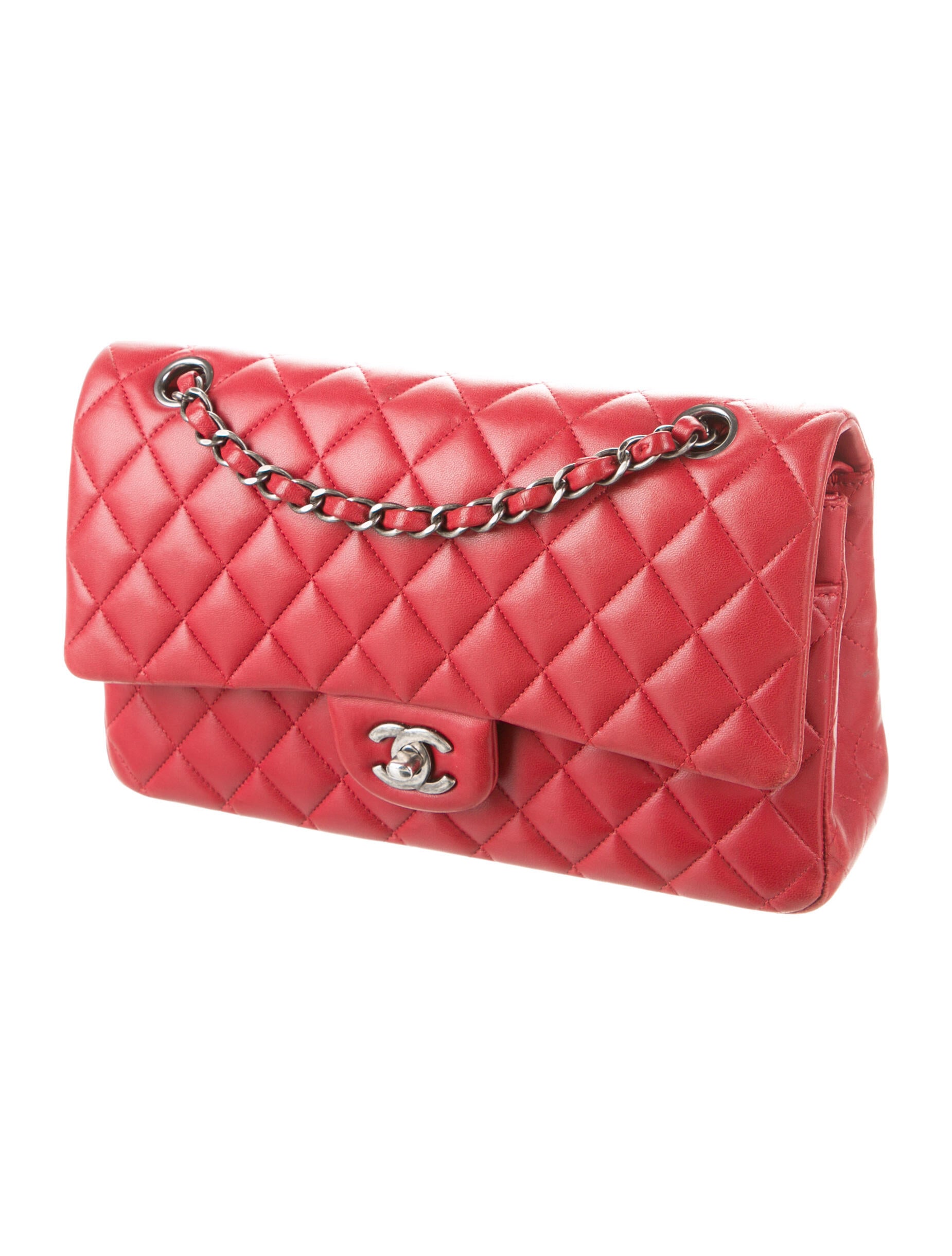 Chanel Coral Red Caviar Leather CC Front Pocket Cosmetic Pouch