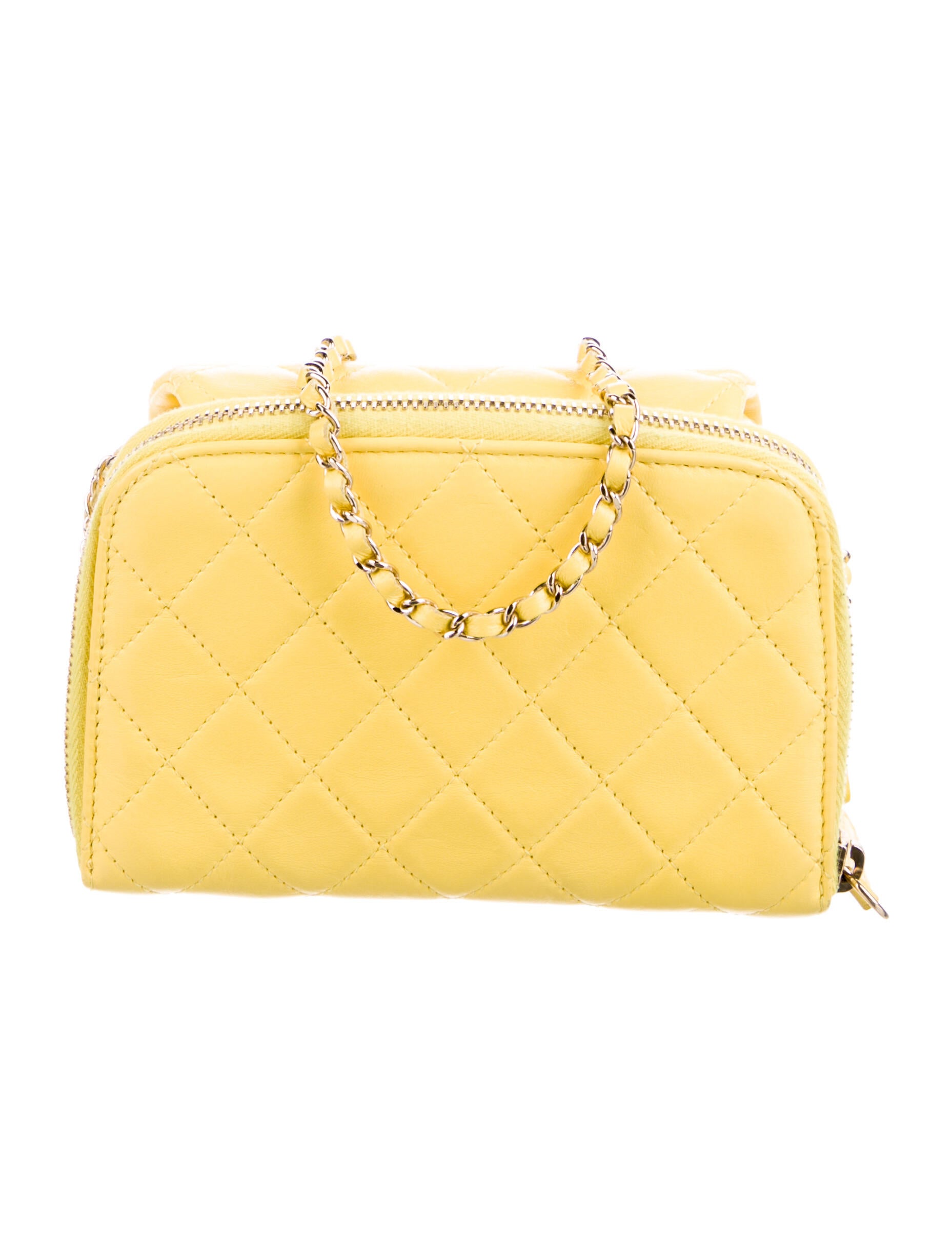 Chanel Mini Flap Wallet On Chain Yellow Crossbody Bags, Handbags
